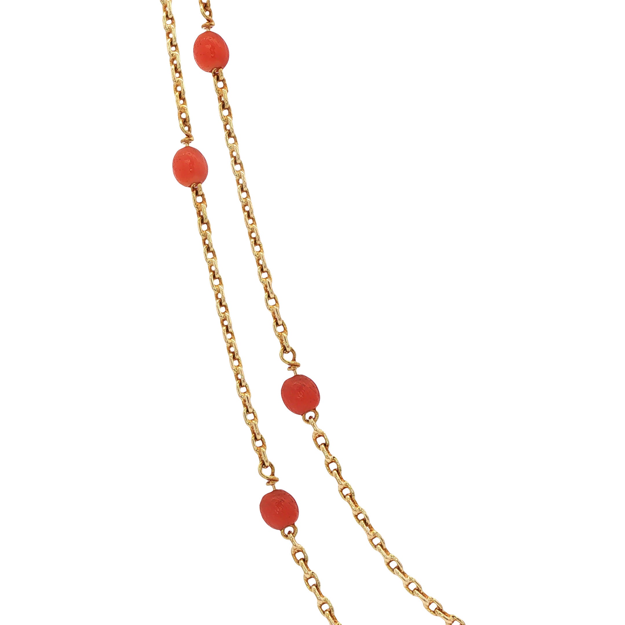 Gouden vintage anker bloedkoraal collier 14 kt