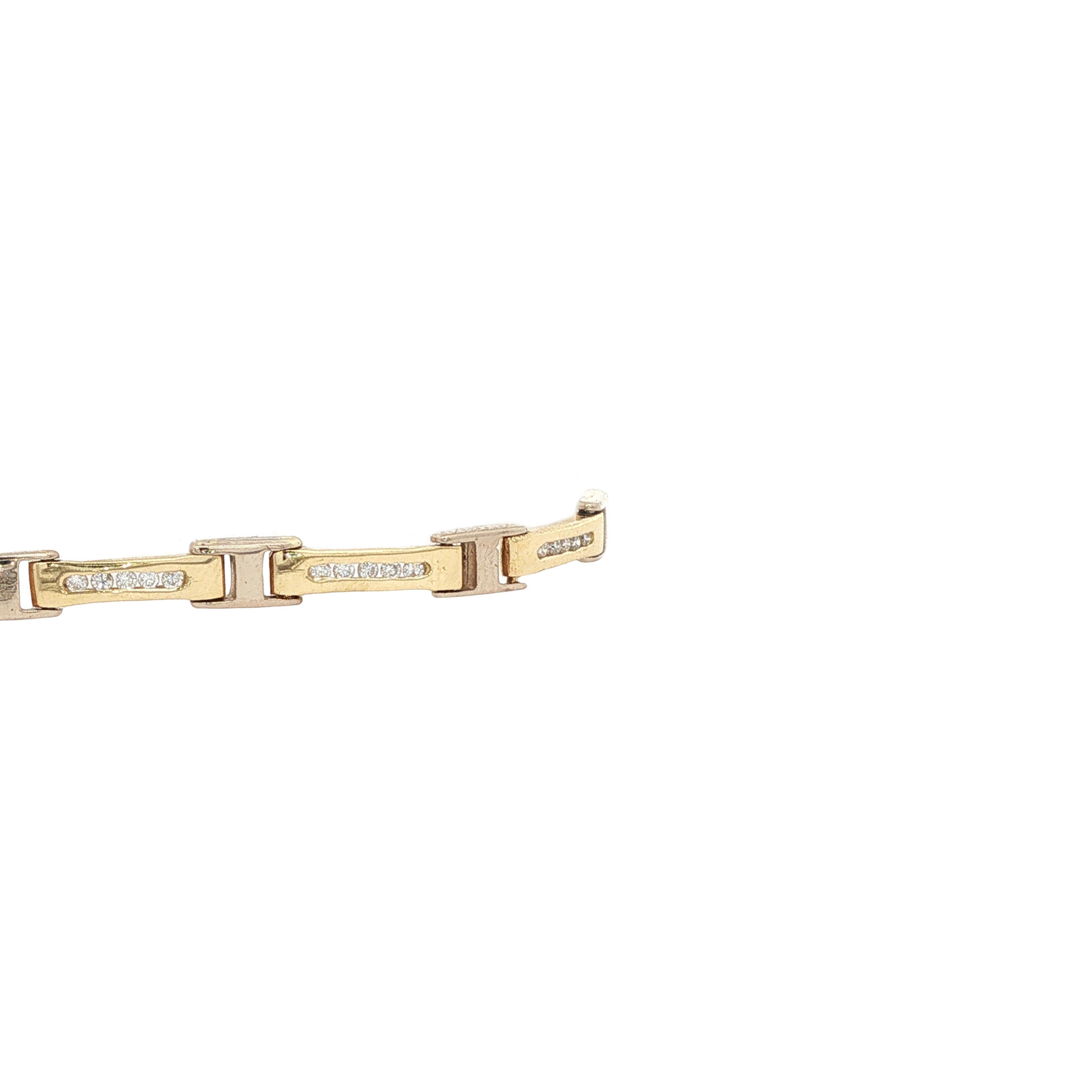Bicolour gouden vintage armband met diamant 18 kt
