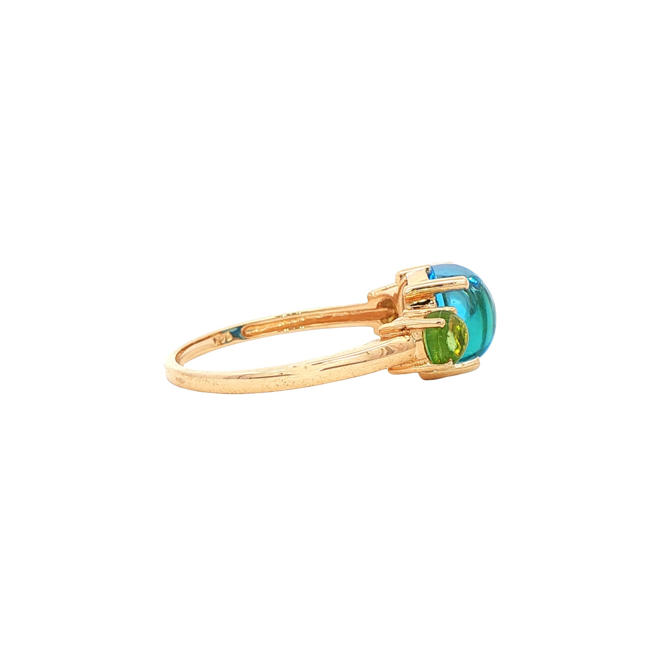 Vintage 14 kt gold ring with topaz and peridot