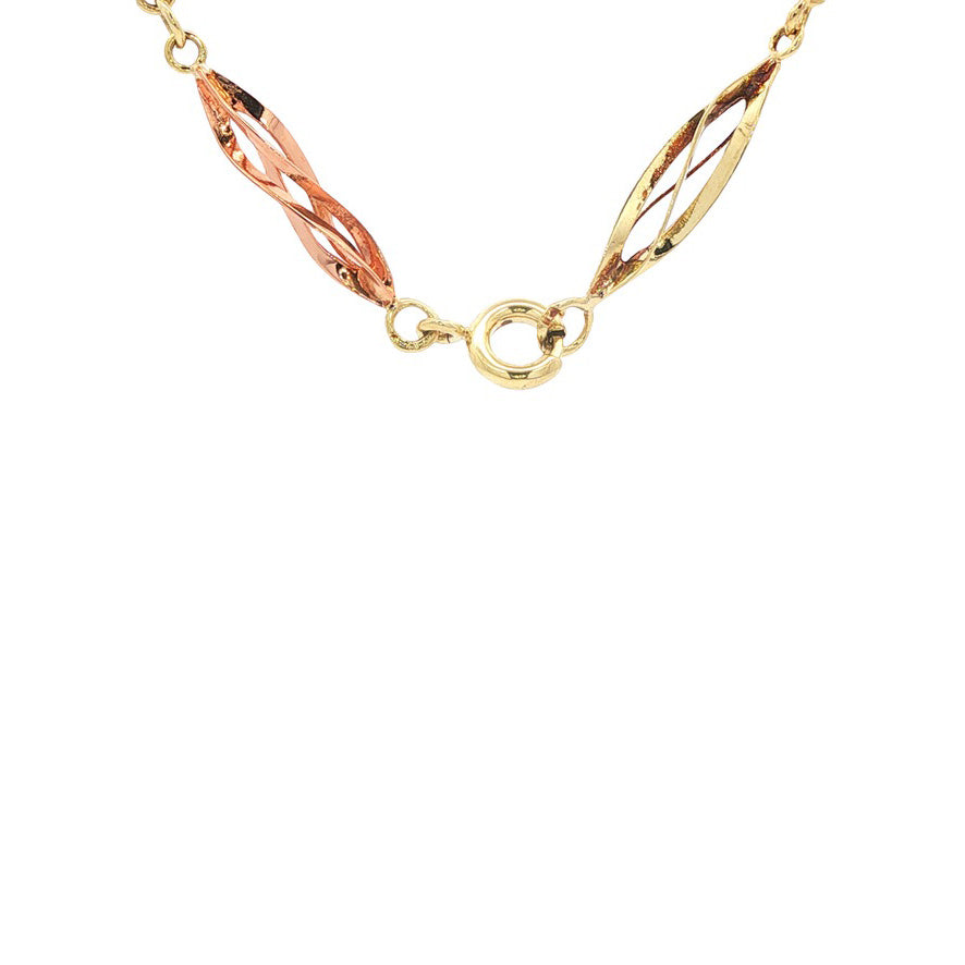 Bicolour gold vintage fantasy necklace 14 kt