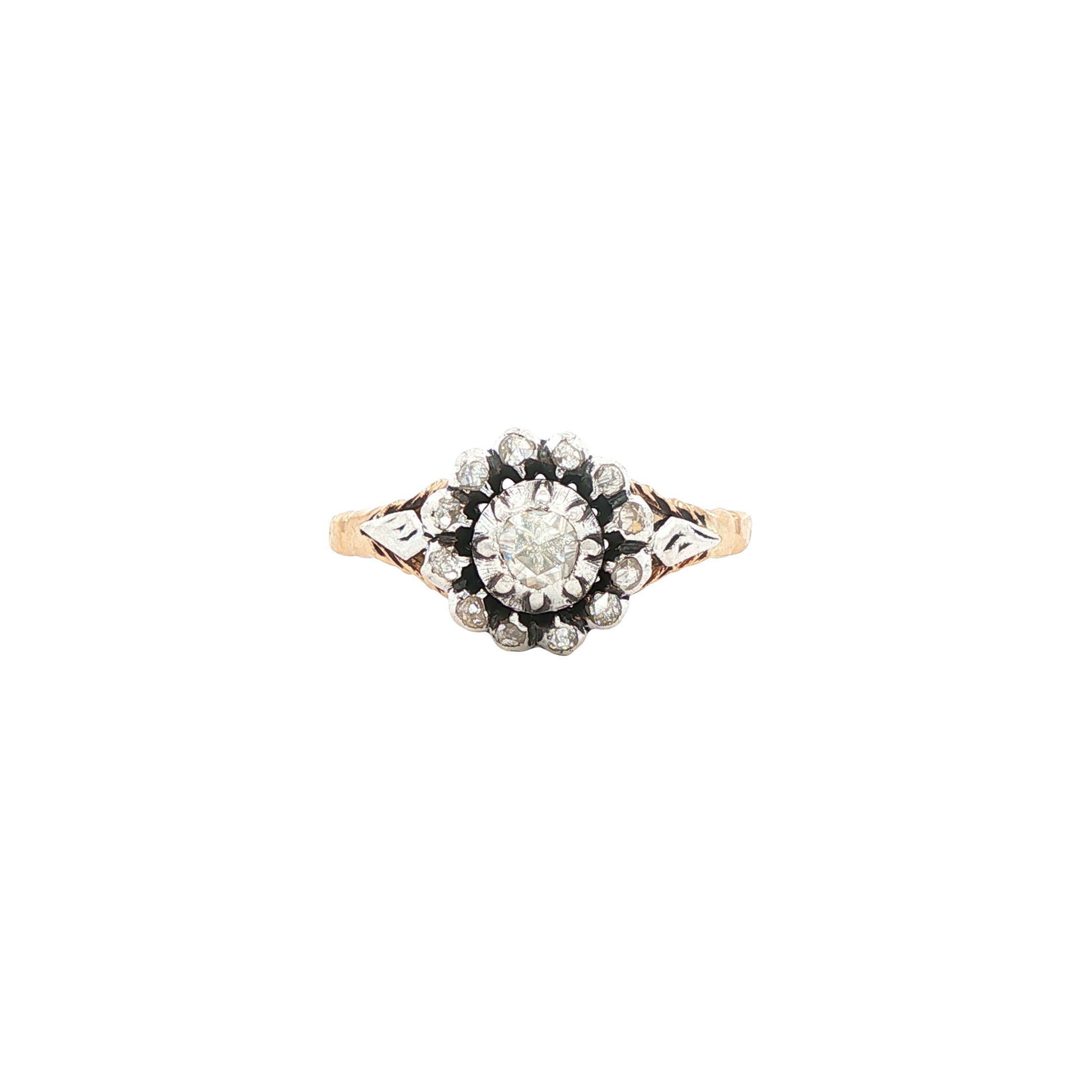 Vintage gold ring with rose-cut diamond 14 kt/925