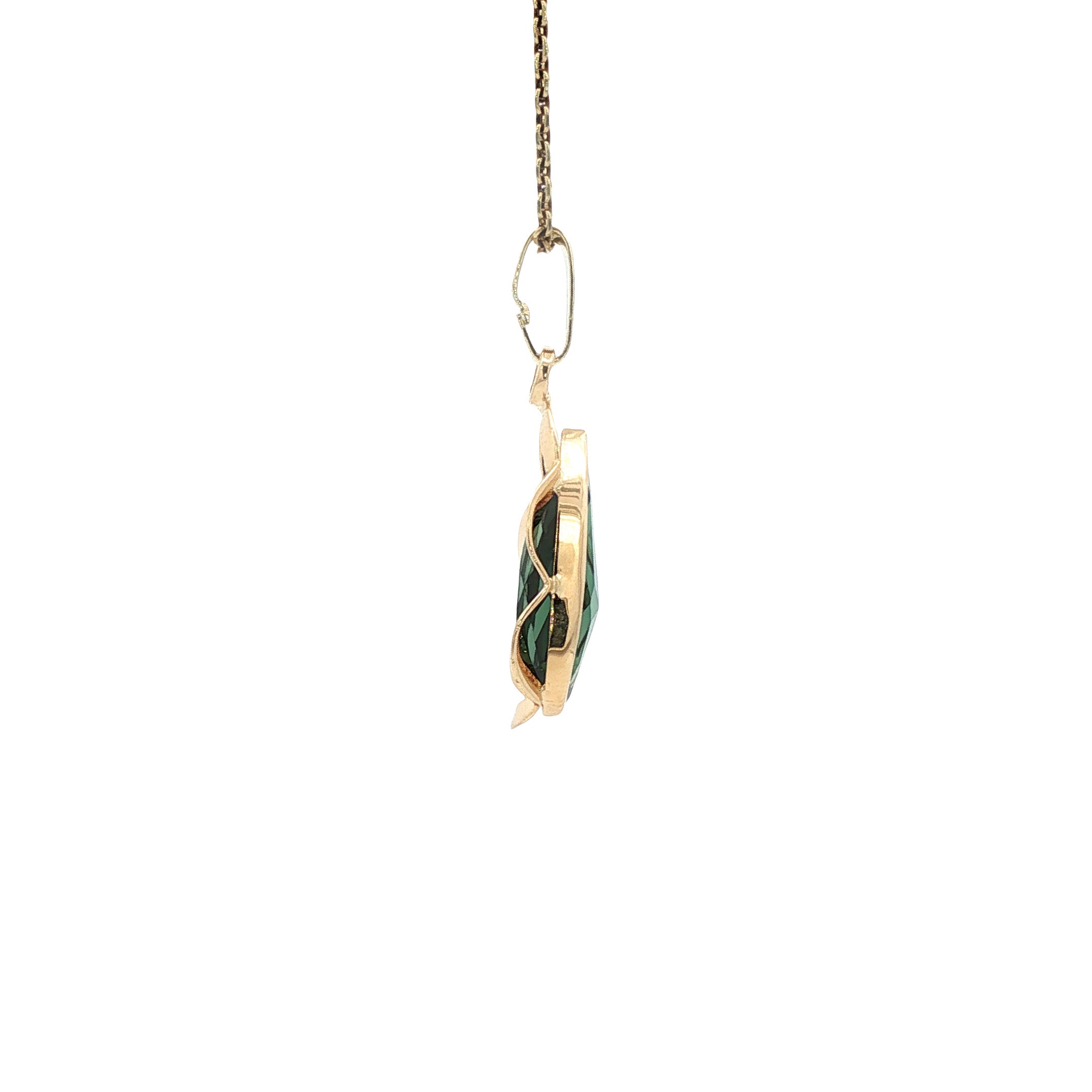 Gouden vintage hanger met spinel 14 kt