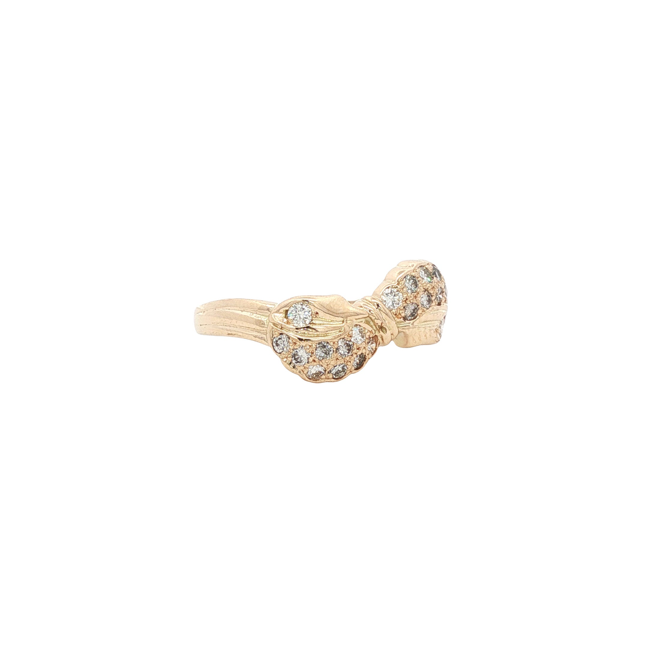 Gouden strik ring met diamant 14 kt