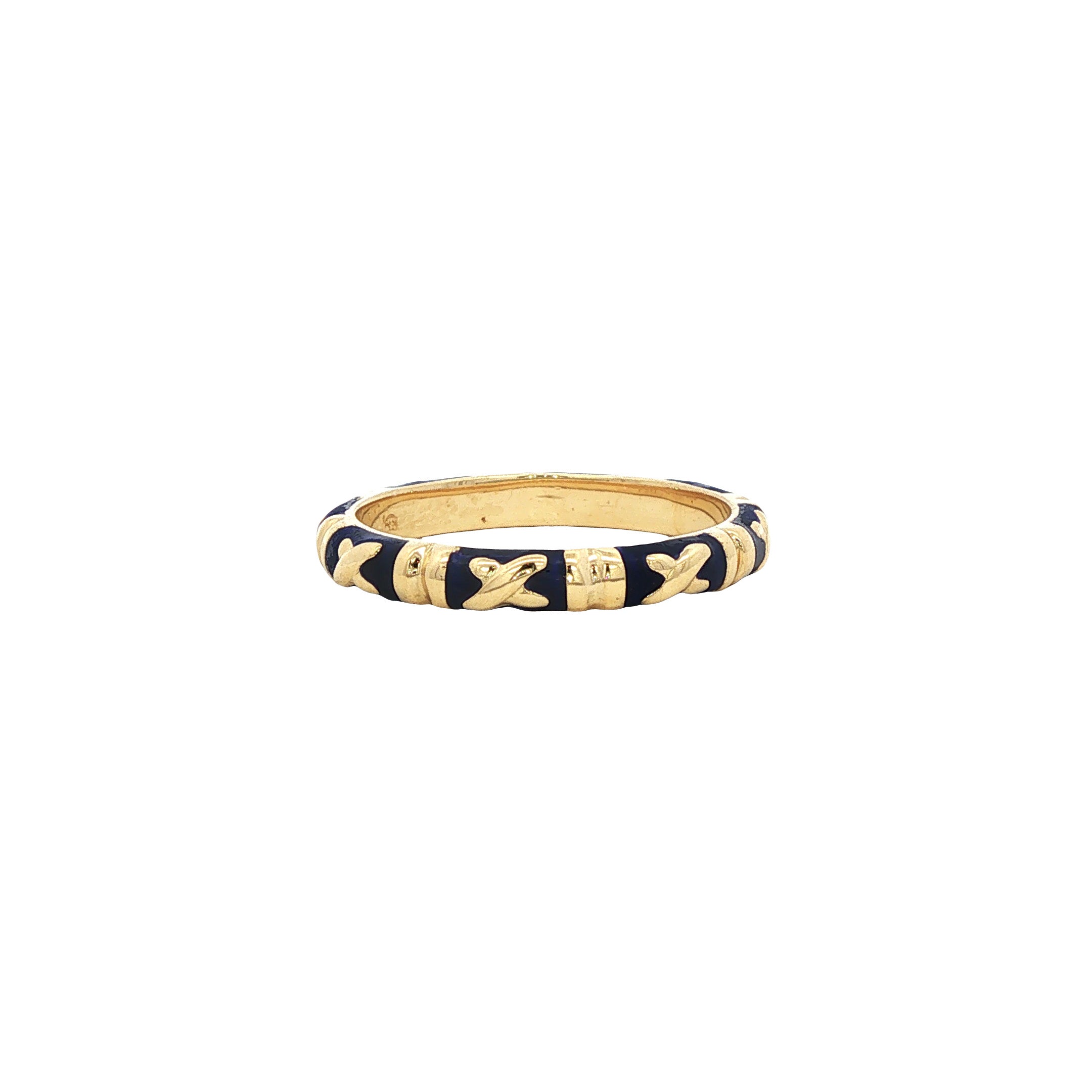 Gouden vintage ring met emaille 18 kt