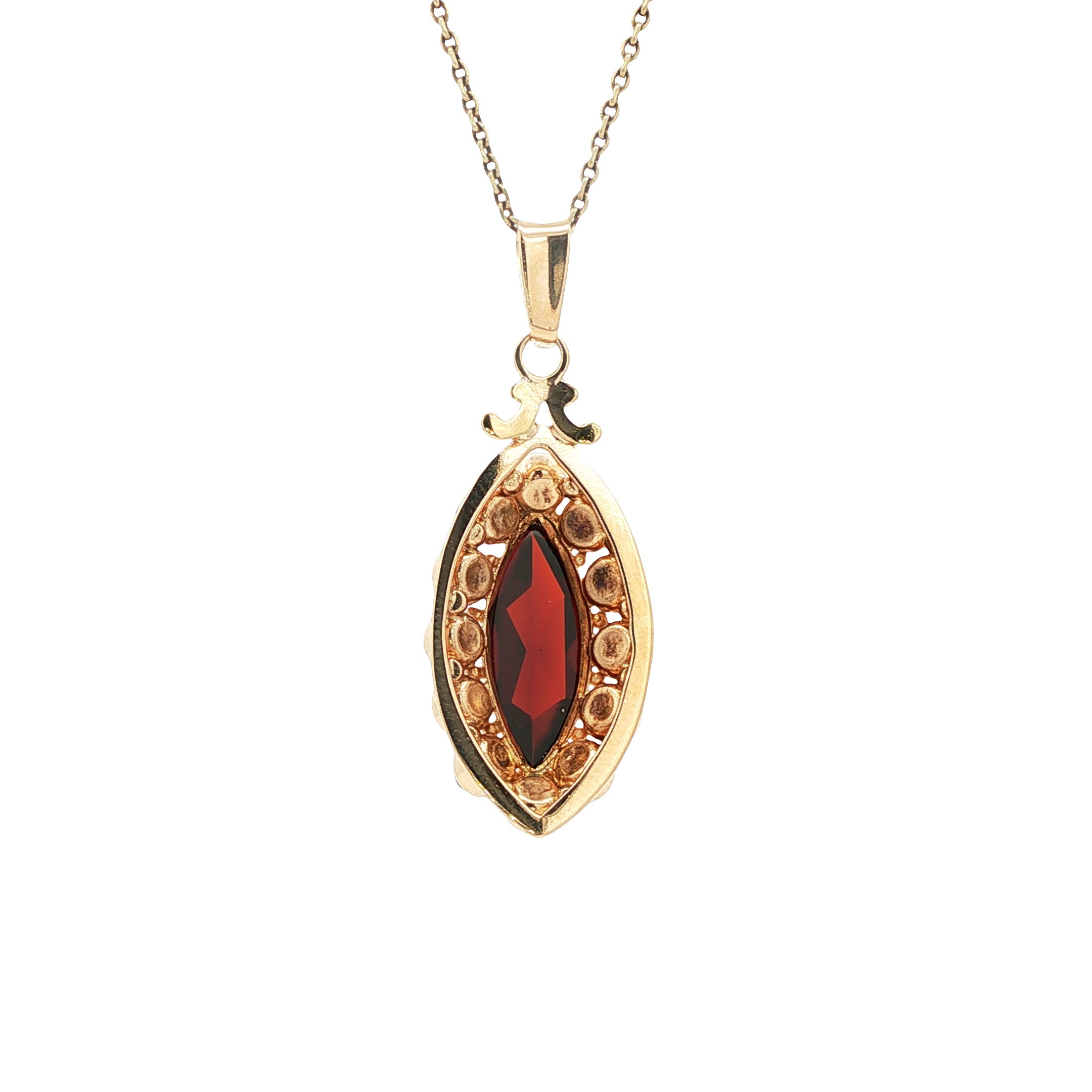 Gouden vintage hanger met granaat 14 kt