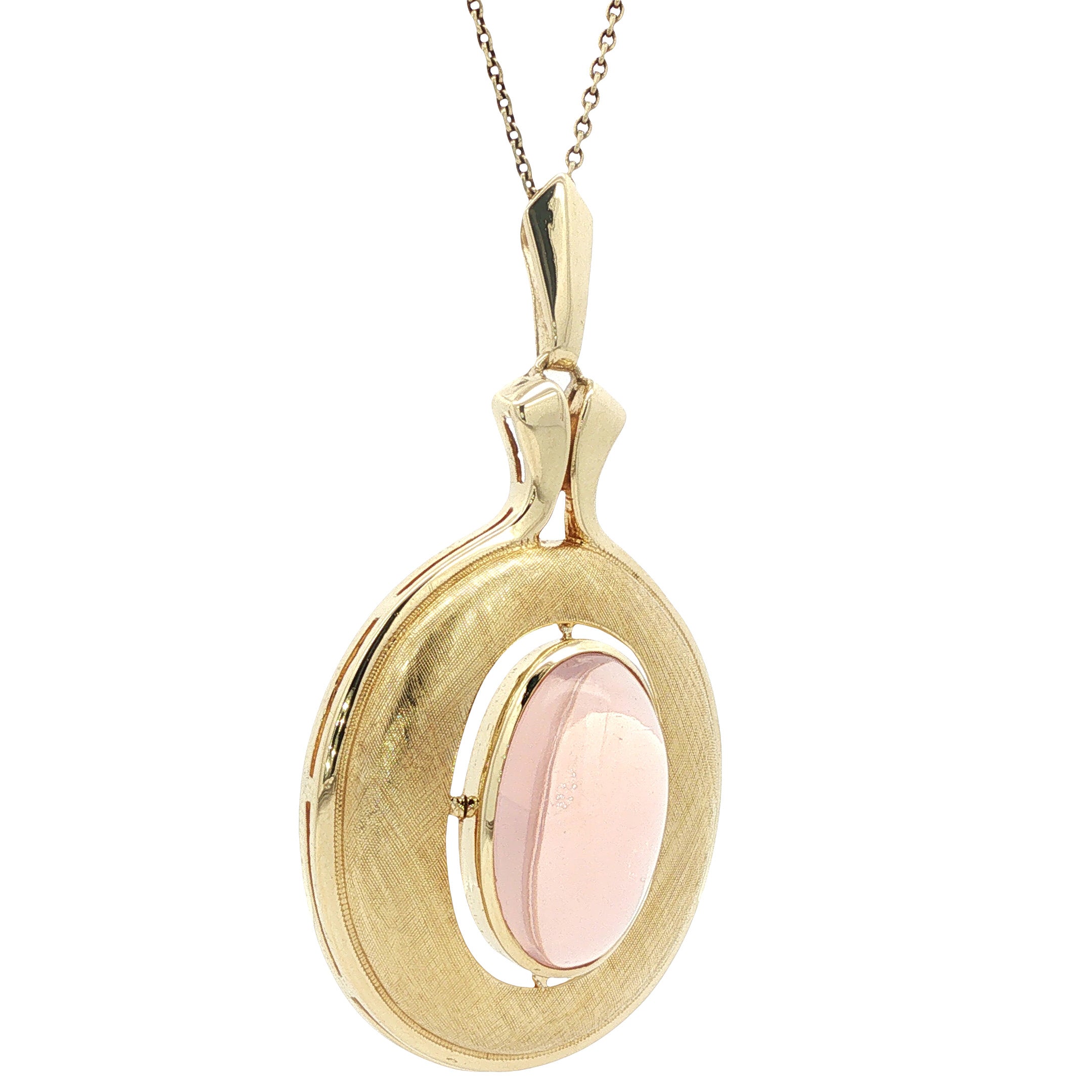 Gouden vintage hanger met sterrozenkwarts 14 kt