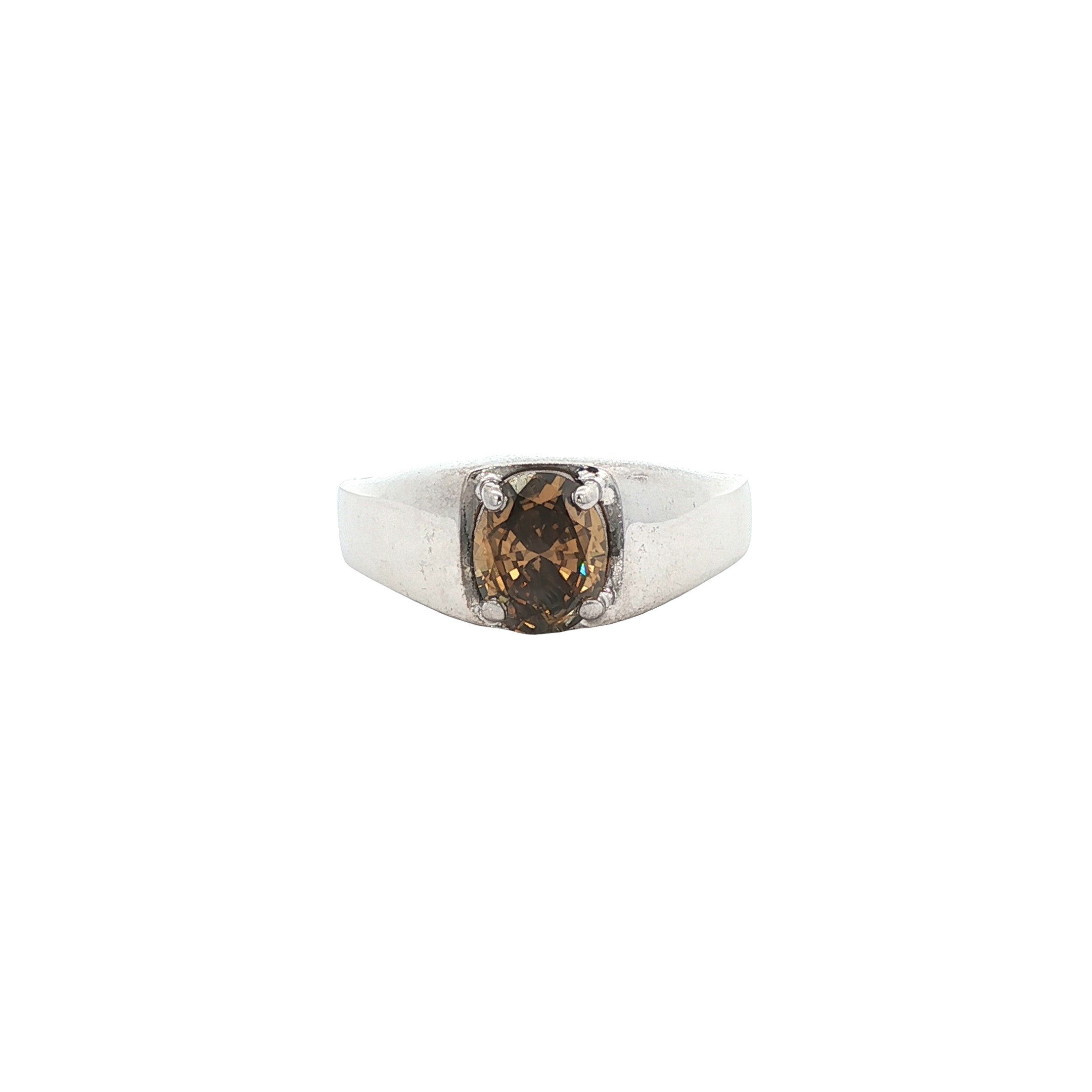 Witgouden vintage ring met diamant 14 kt