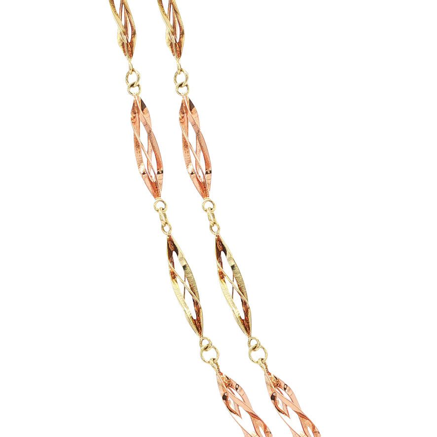 Bicolour gold vintage fantasy necklace 14 kt