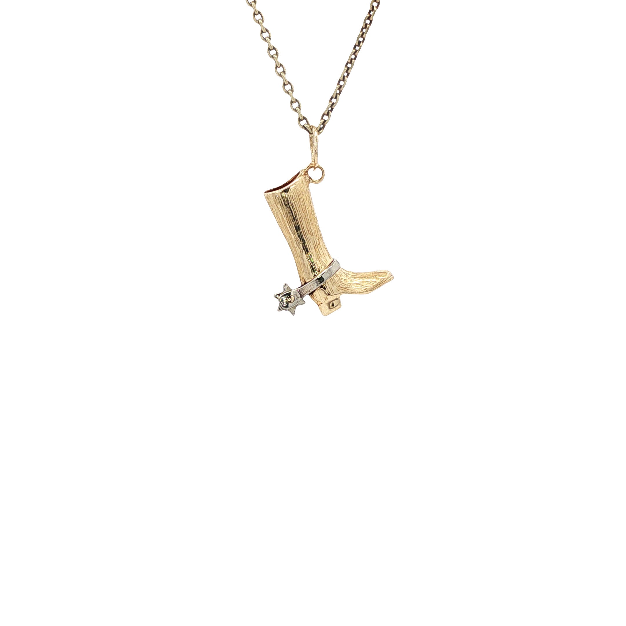 Gouden vintage cowboylaars hanger 14 kt
