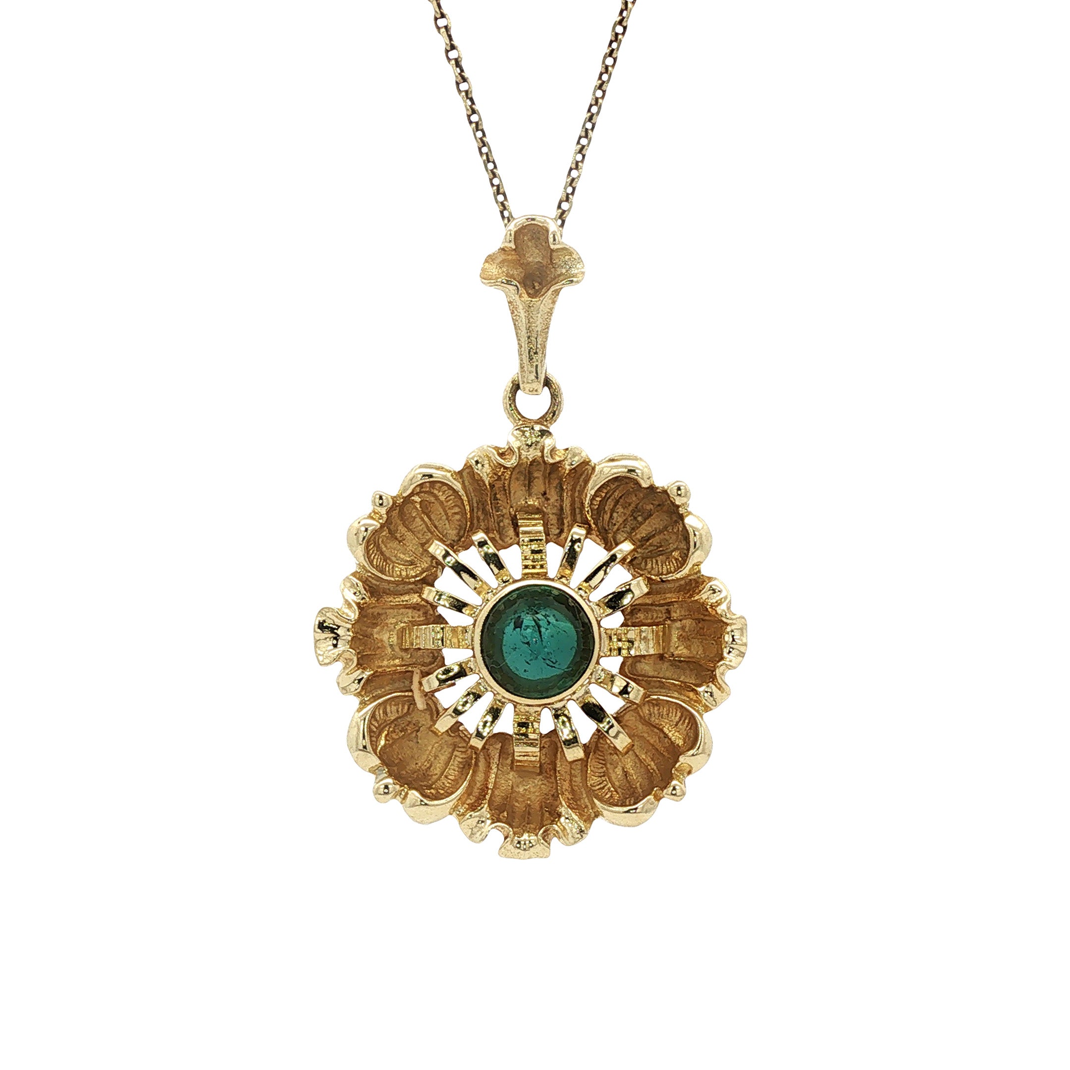 Gouden vintage hanger met toermalijn 14 kt