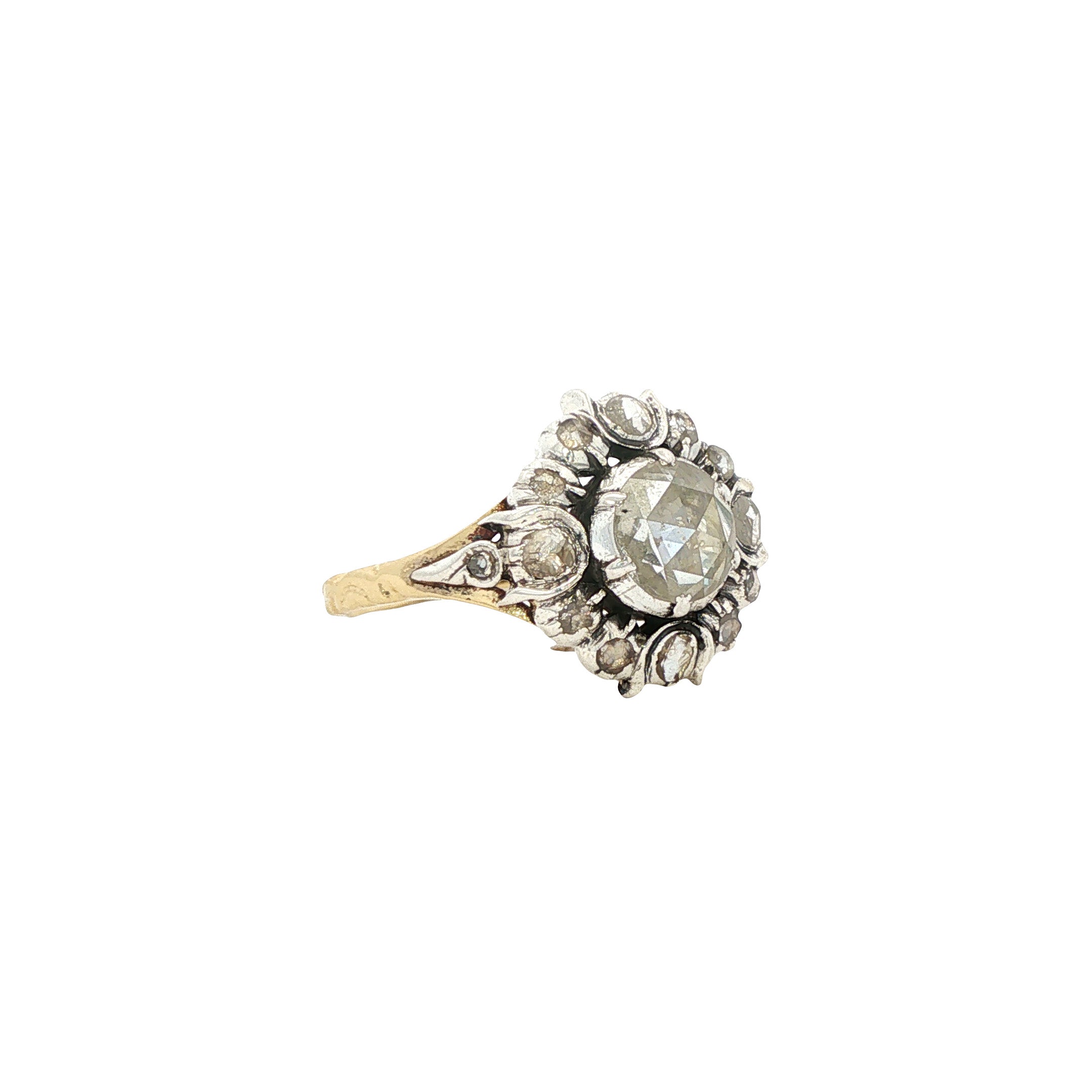 Gouden vintage ring met roosdiamant 14 kt/925