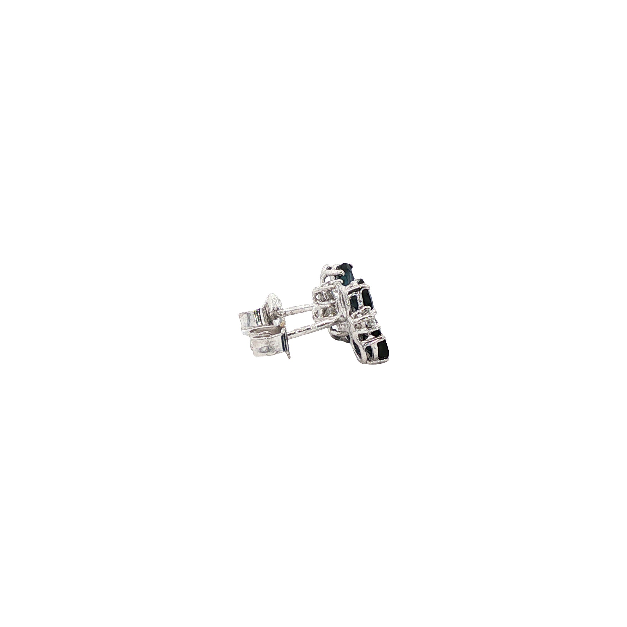 Witgouden vintage oorstekers met saffier en diamant 18 kt