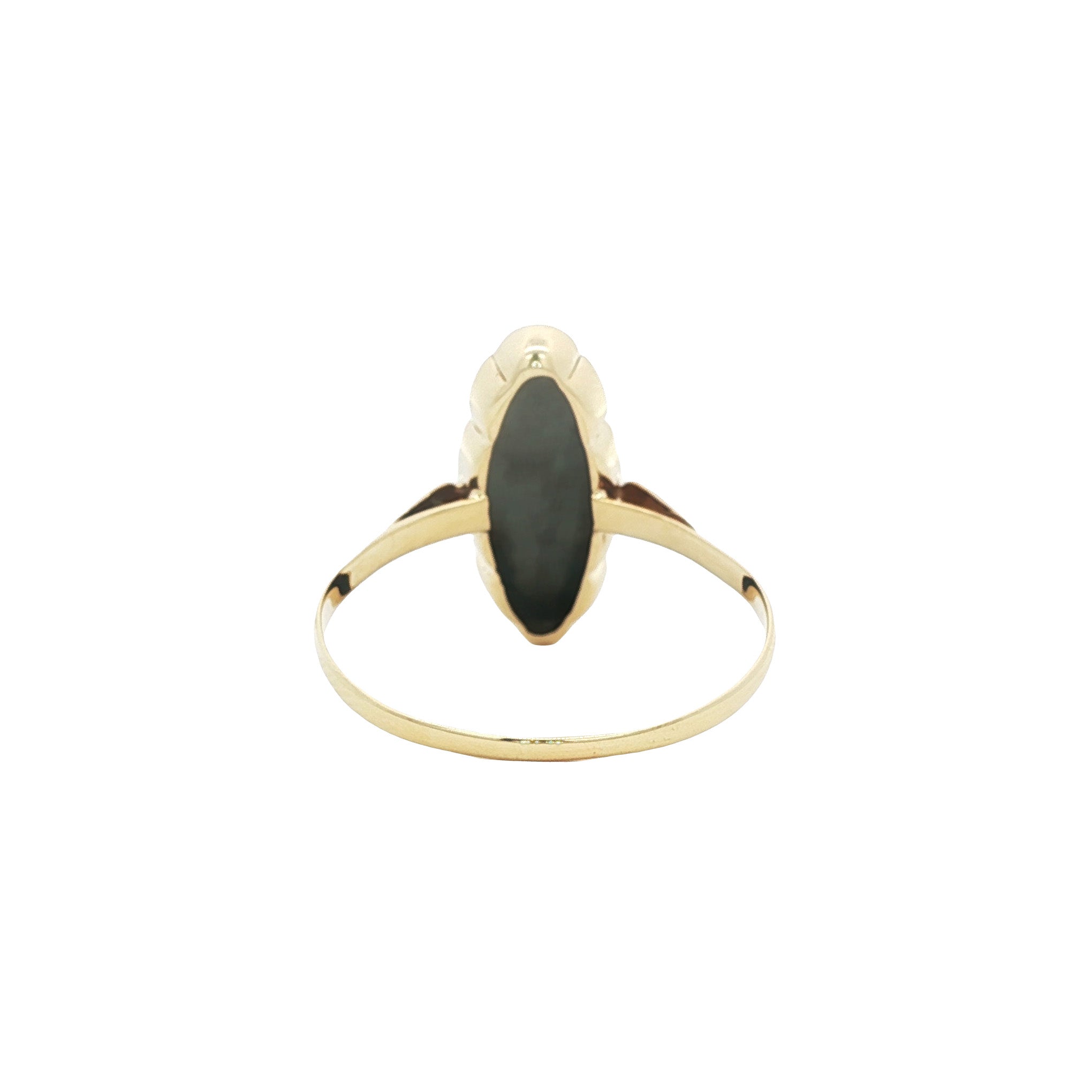Gouden vintage ring met hematiet 14 kt