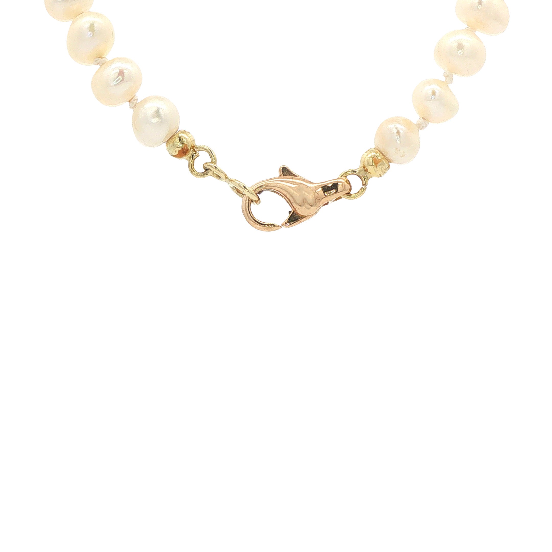 Vintage parel collier met gouden hart 14 kt