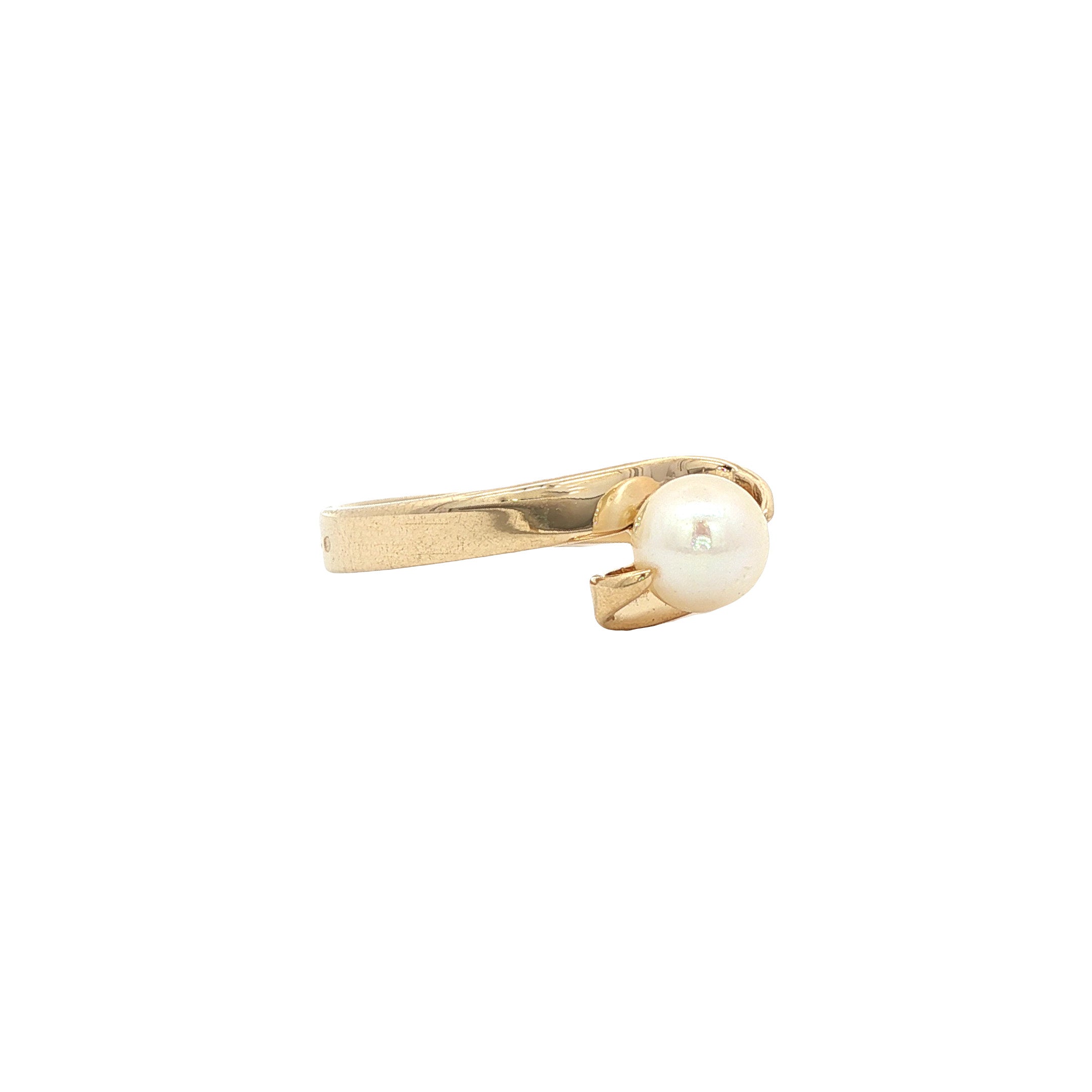 Gouden vintage ring met parel 14 kt