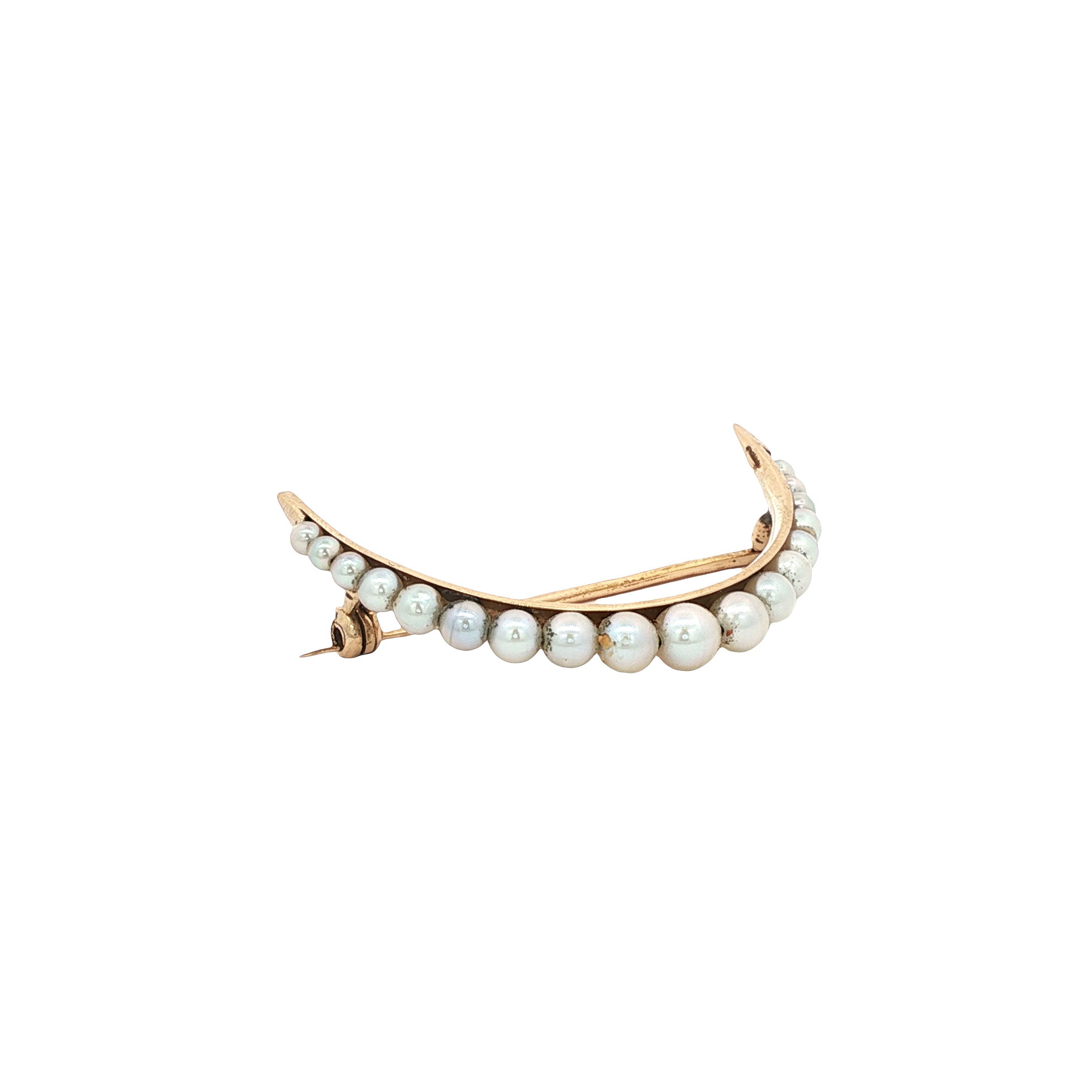 Vintage 18 kt gold brooch with a pearl
