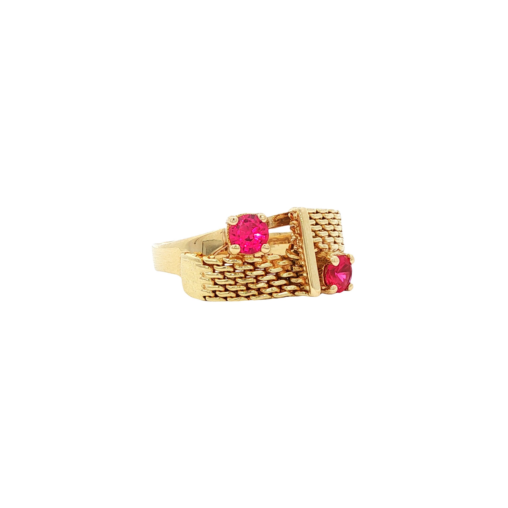 Gouden vintage ring met robijn 14 kt