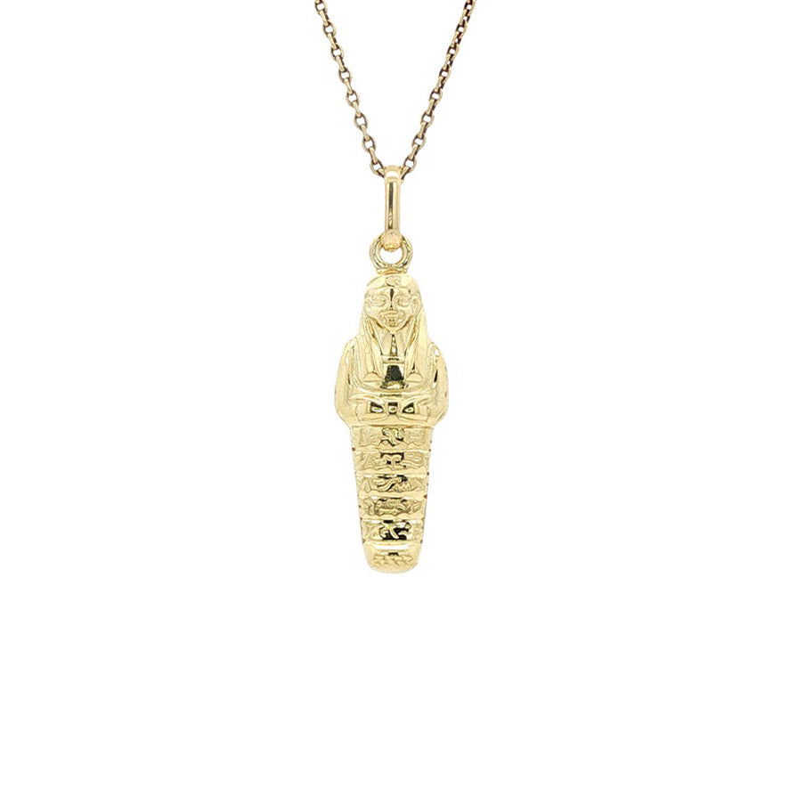 14 kt gold mummy pendant