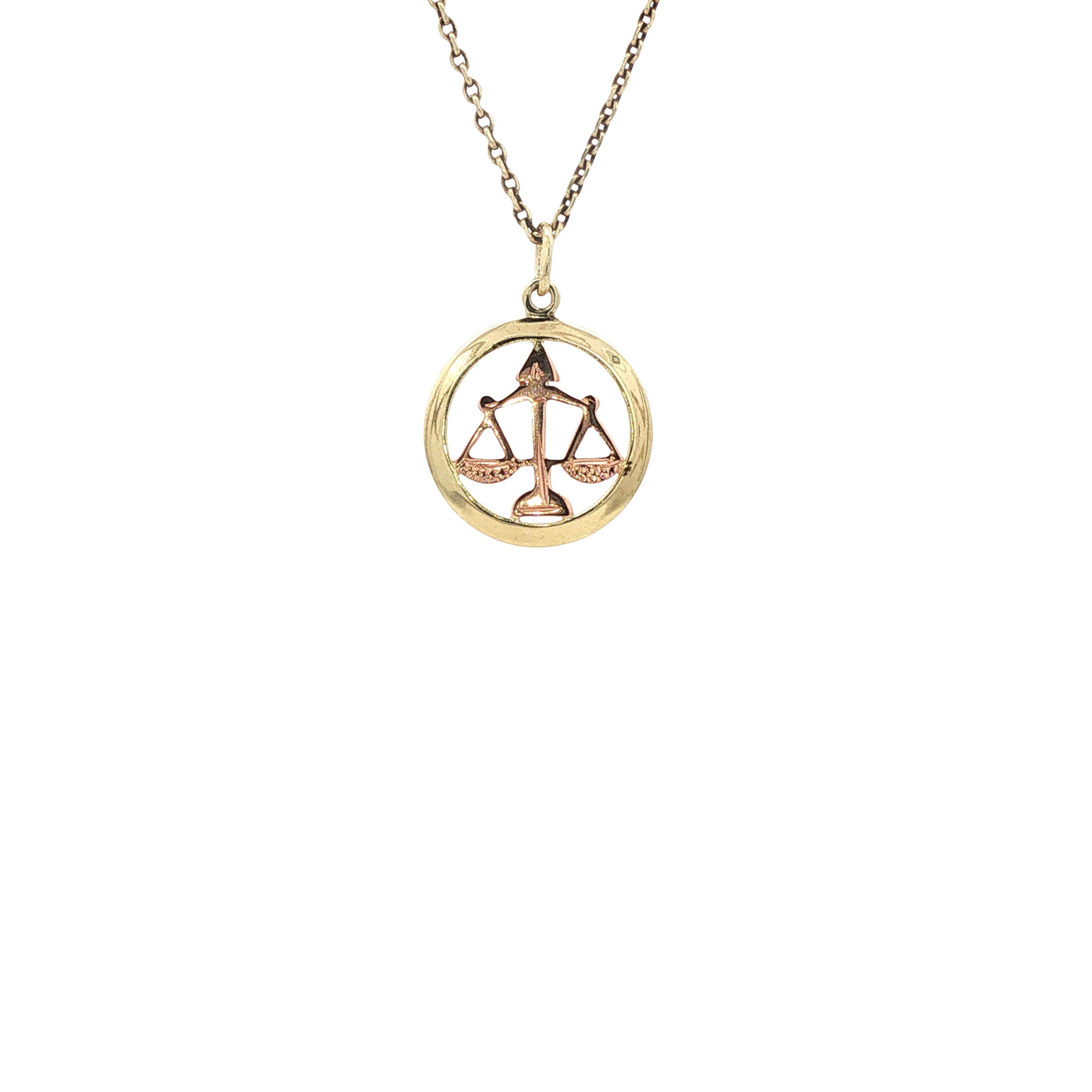 Bicolour vintage Libra zodiac pendant 9 kt