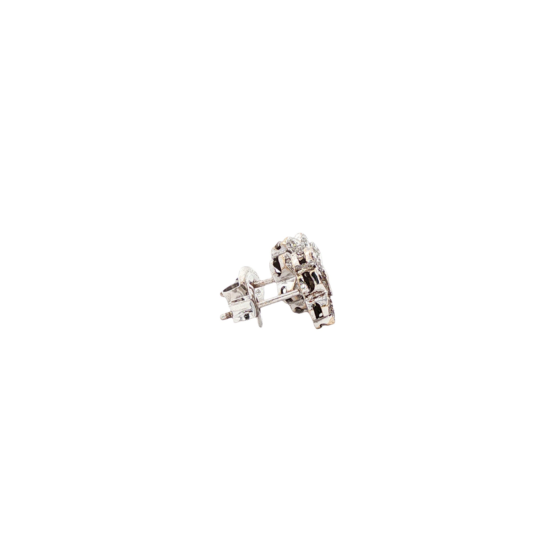 Witgouden vintage oorstekers met diamant 18 kt