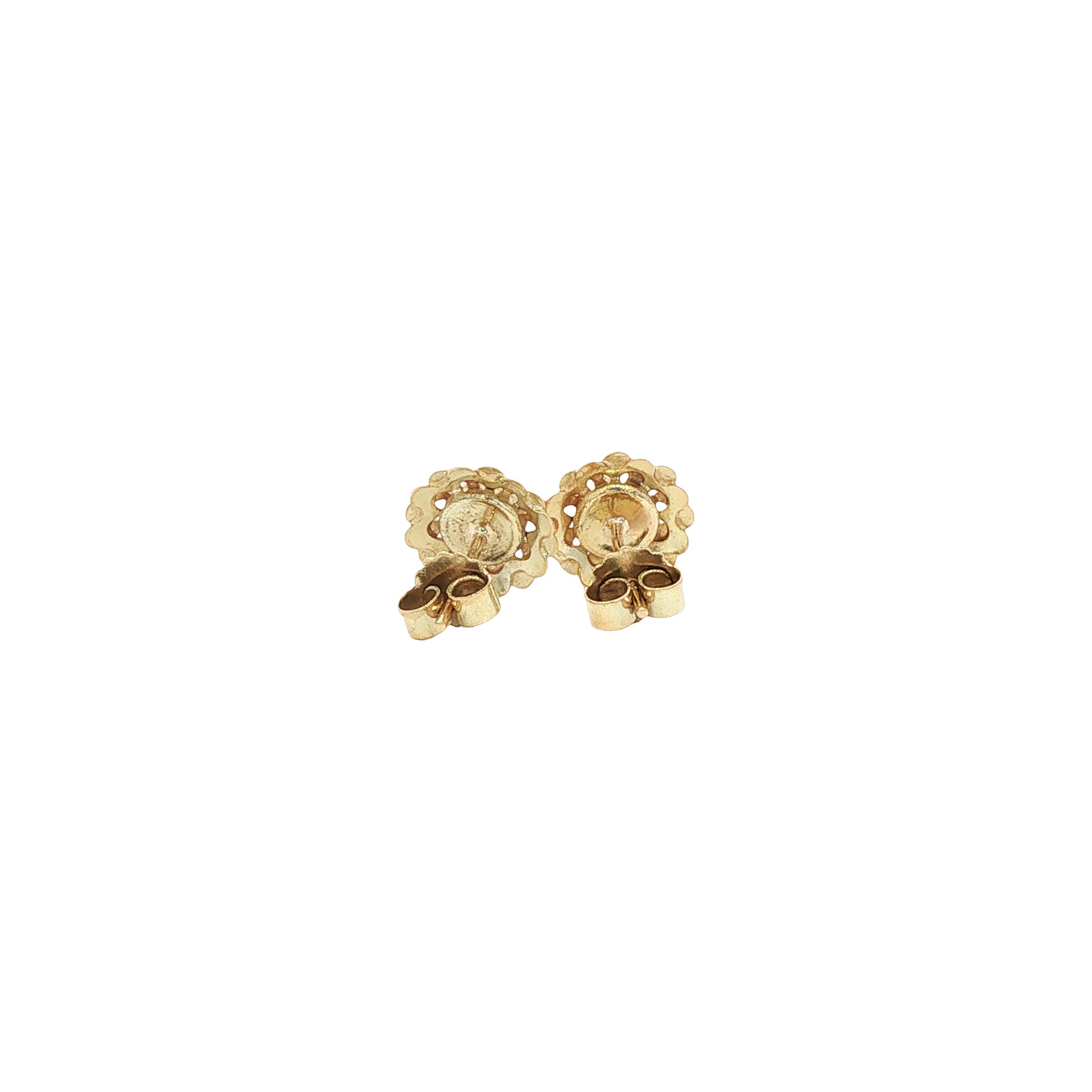 Gouden vintage oorstekers met bloedkoraal 14 kt