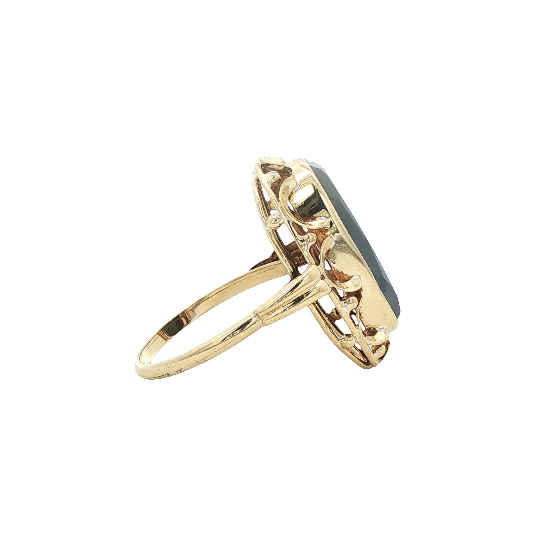 Gouden vintage ring met hematiet 14 kt