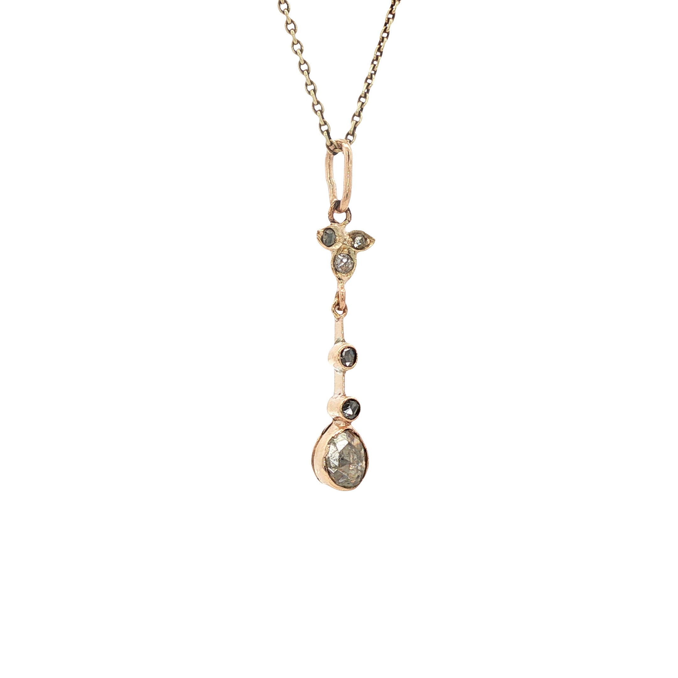 Rose gold pendant with rose-cut diamond, 12 kt