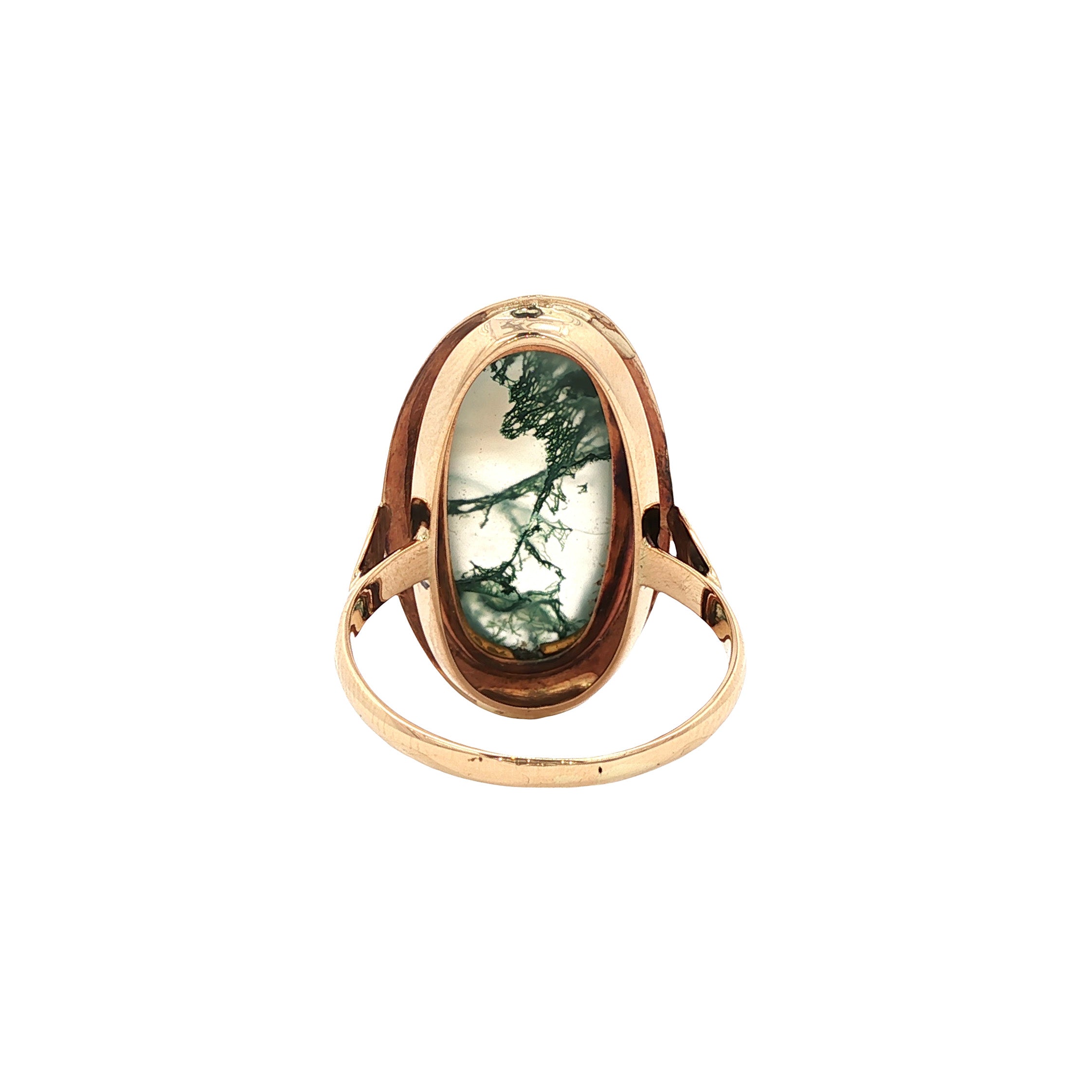 Gouden vintage ring met mosagaat 14 kt