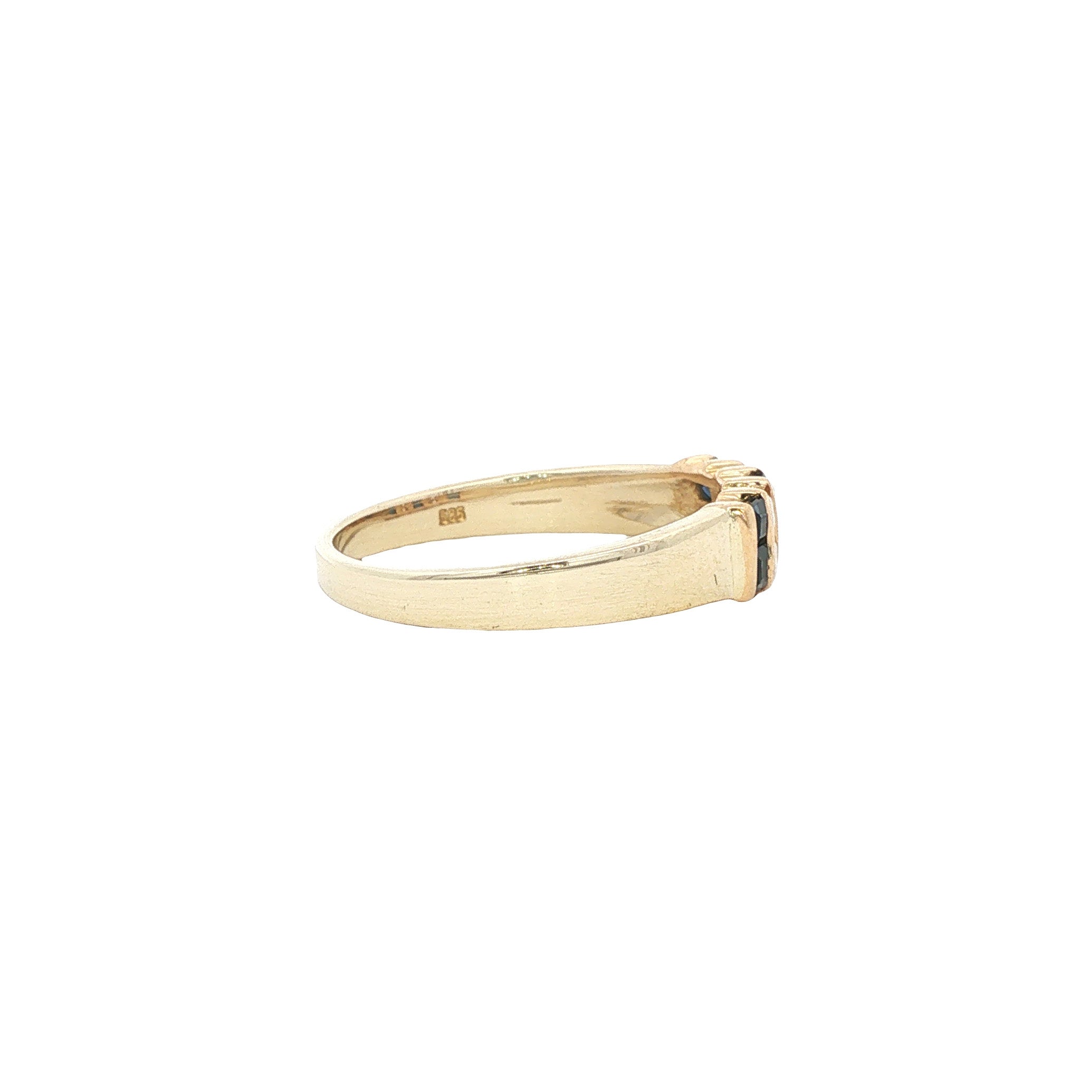 Gouden vintage ring met saffier en diamant 14 kt