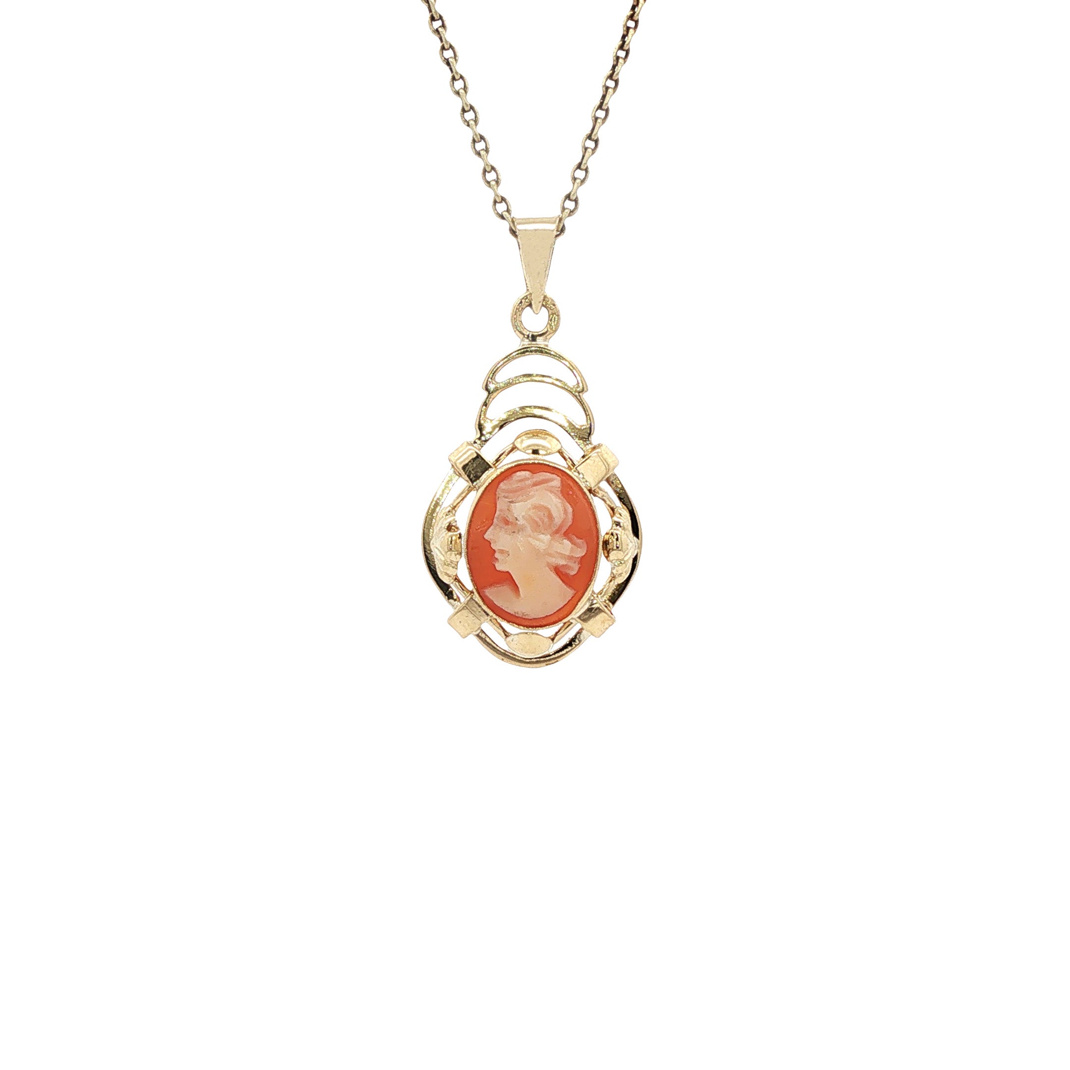 Gold vintage pendant with cameo, 14 kt