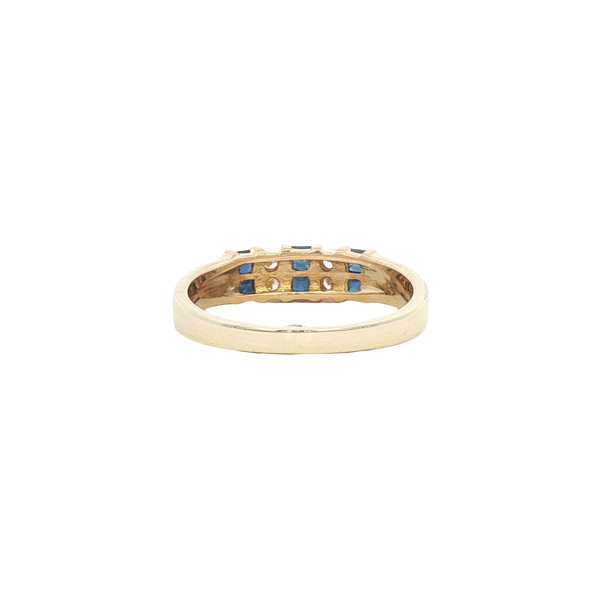 Gouden vintage ring met saffier en diamant 14 kt