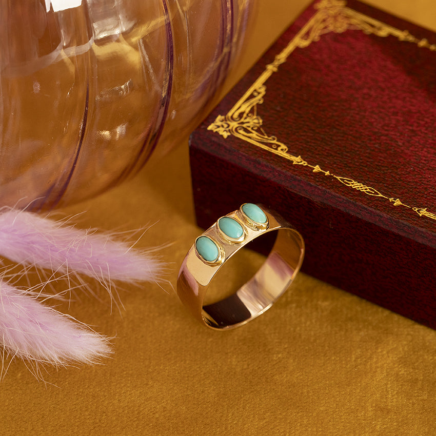 Gouden ring met turkoois 14 kt