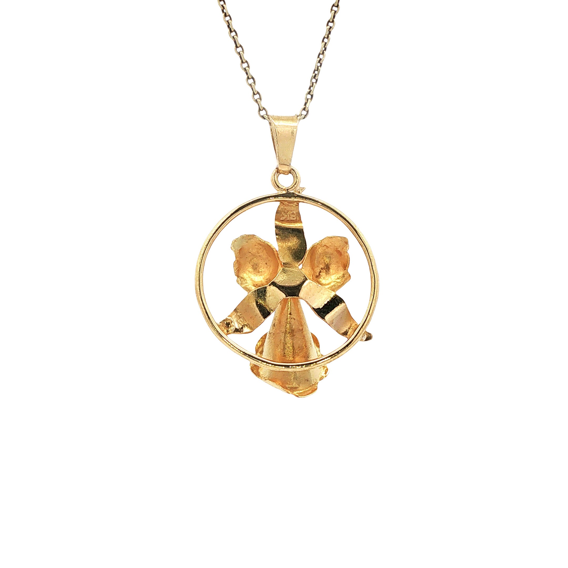 Gouden vintage bloem hanger met parel 18 kt