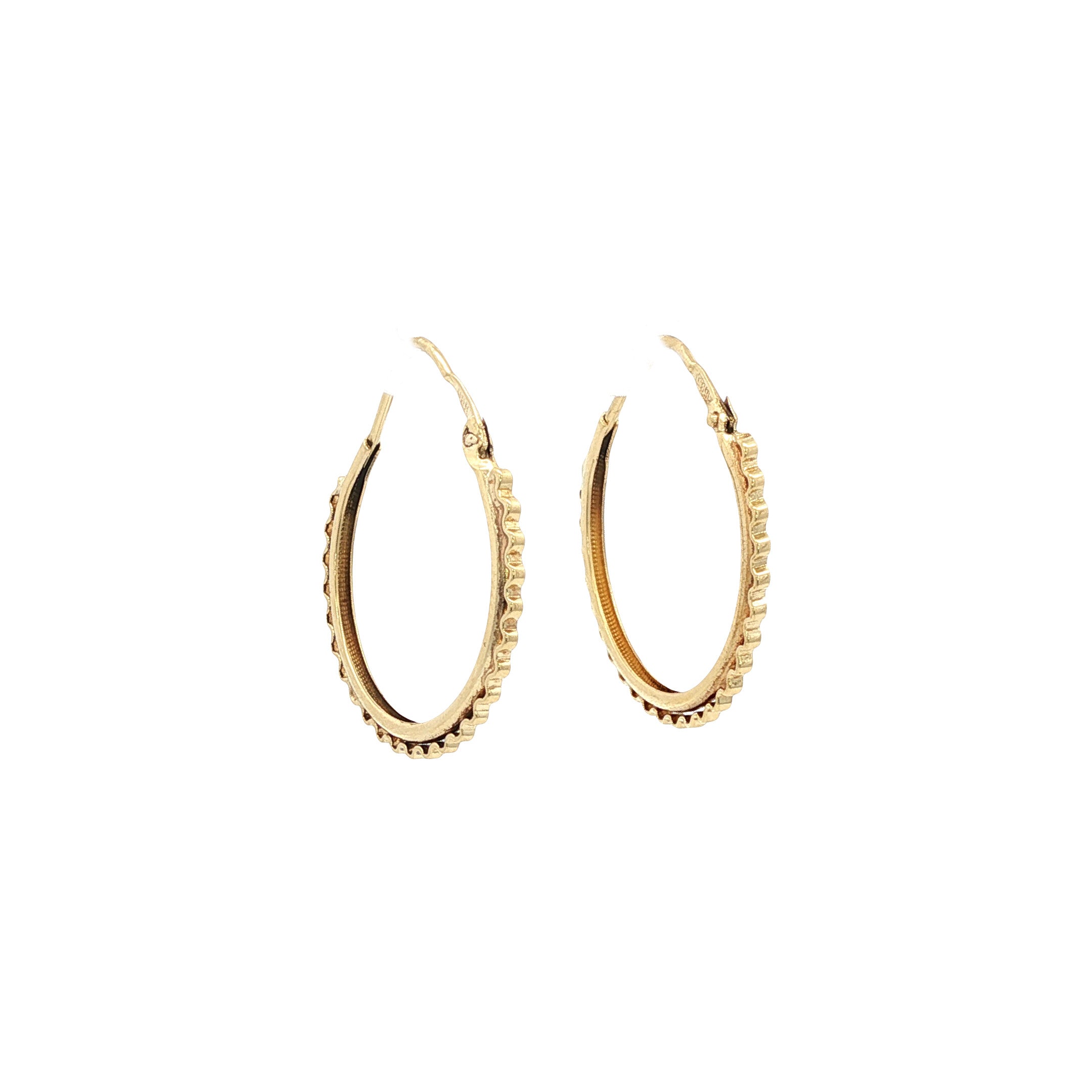 14 kt gold fantasy hoop earrings