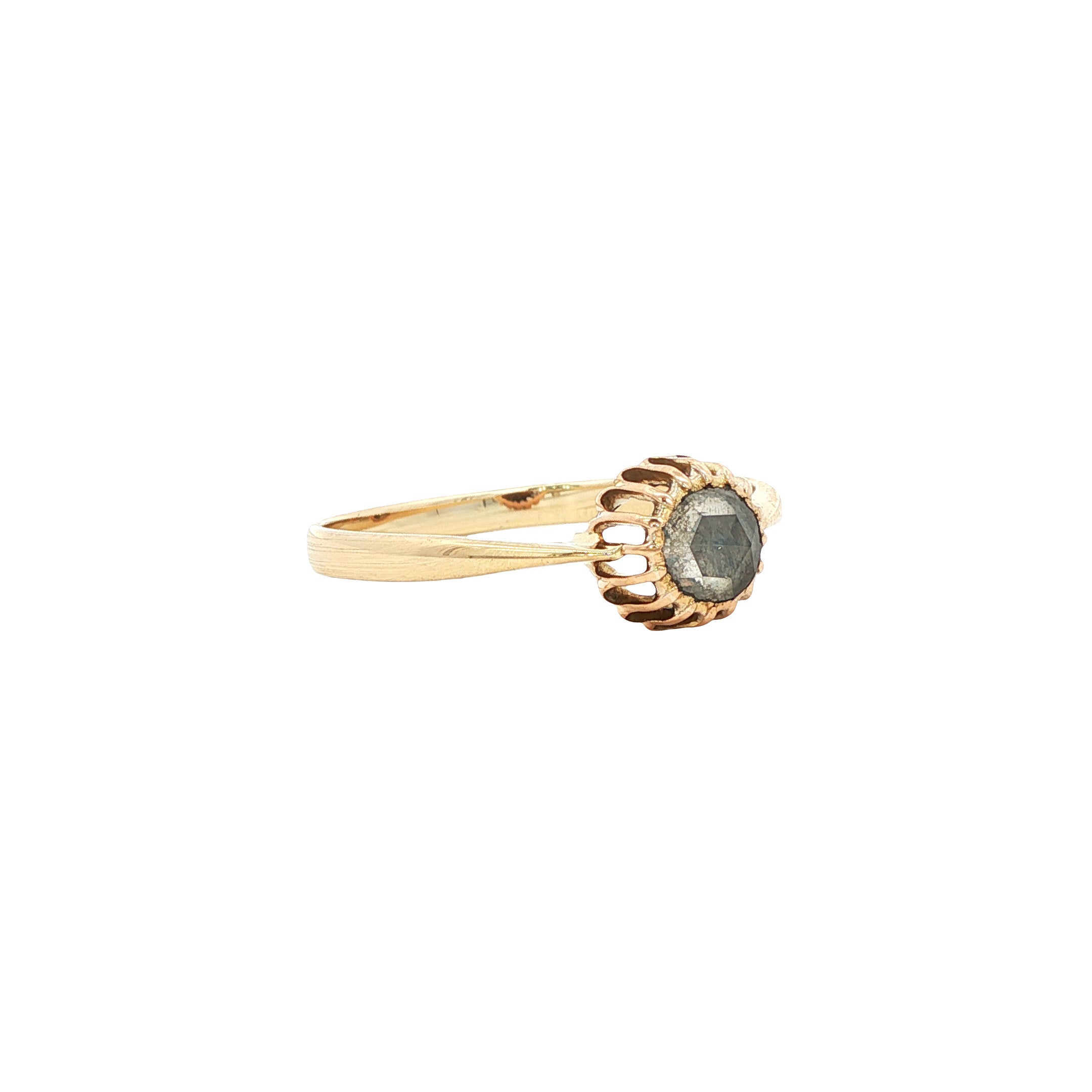 Gouden vintage ring met roosdiamant 14 kt