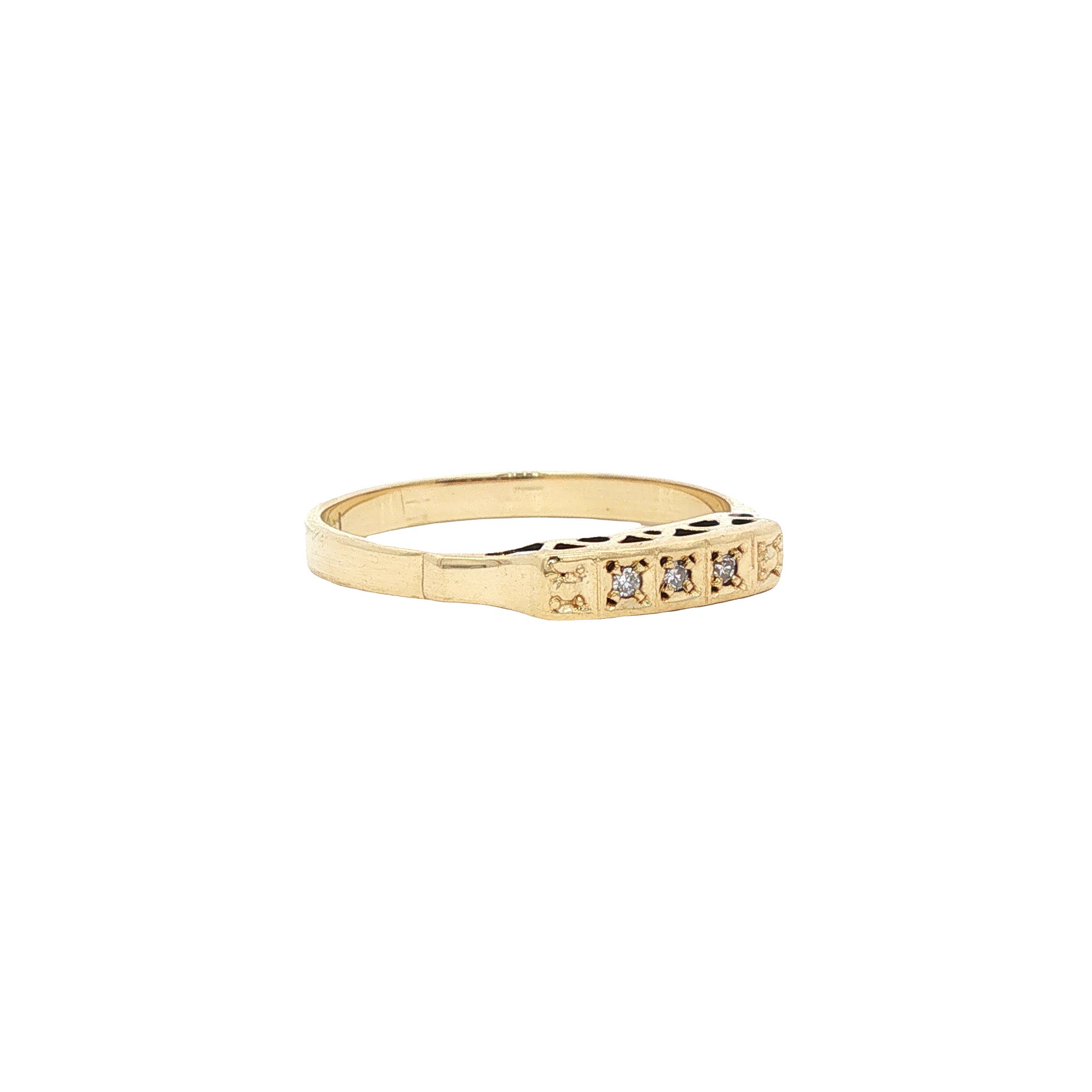 Gouden vintage ring met diamant 14 kt