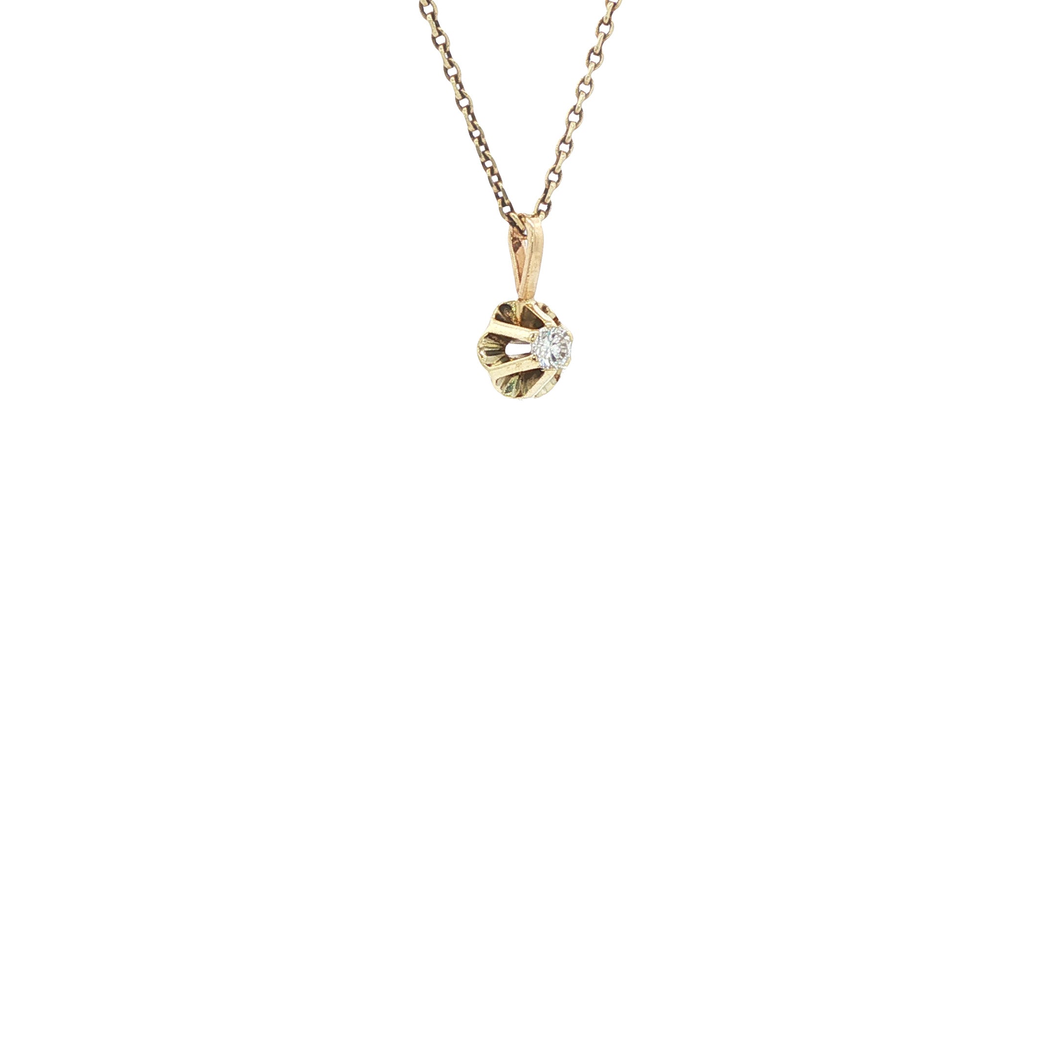 Vintage 14 kt gold solitaire pendant with diamond
