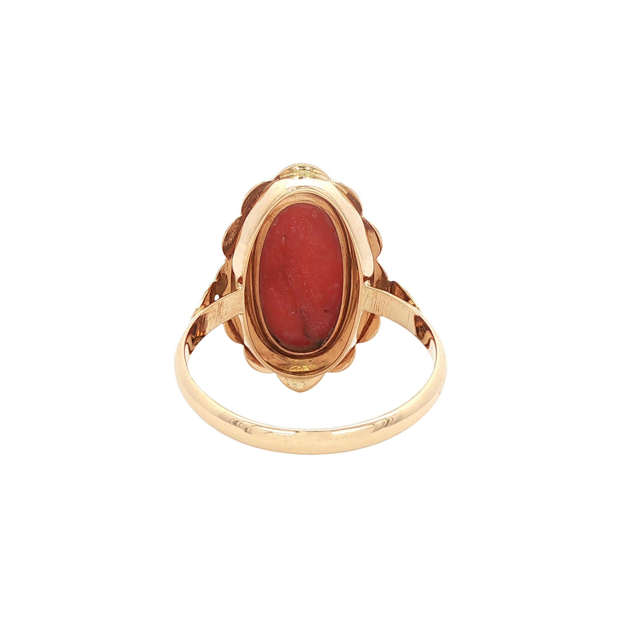 Gouden vintage ring met bloedkoraal 14 kt