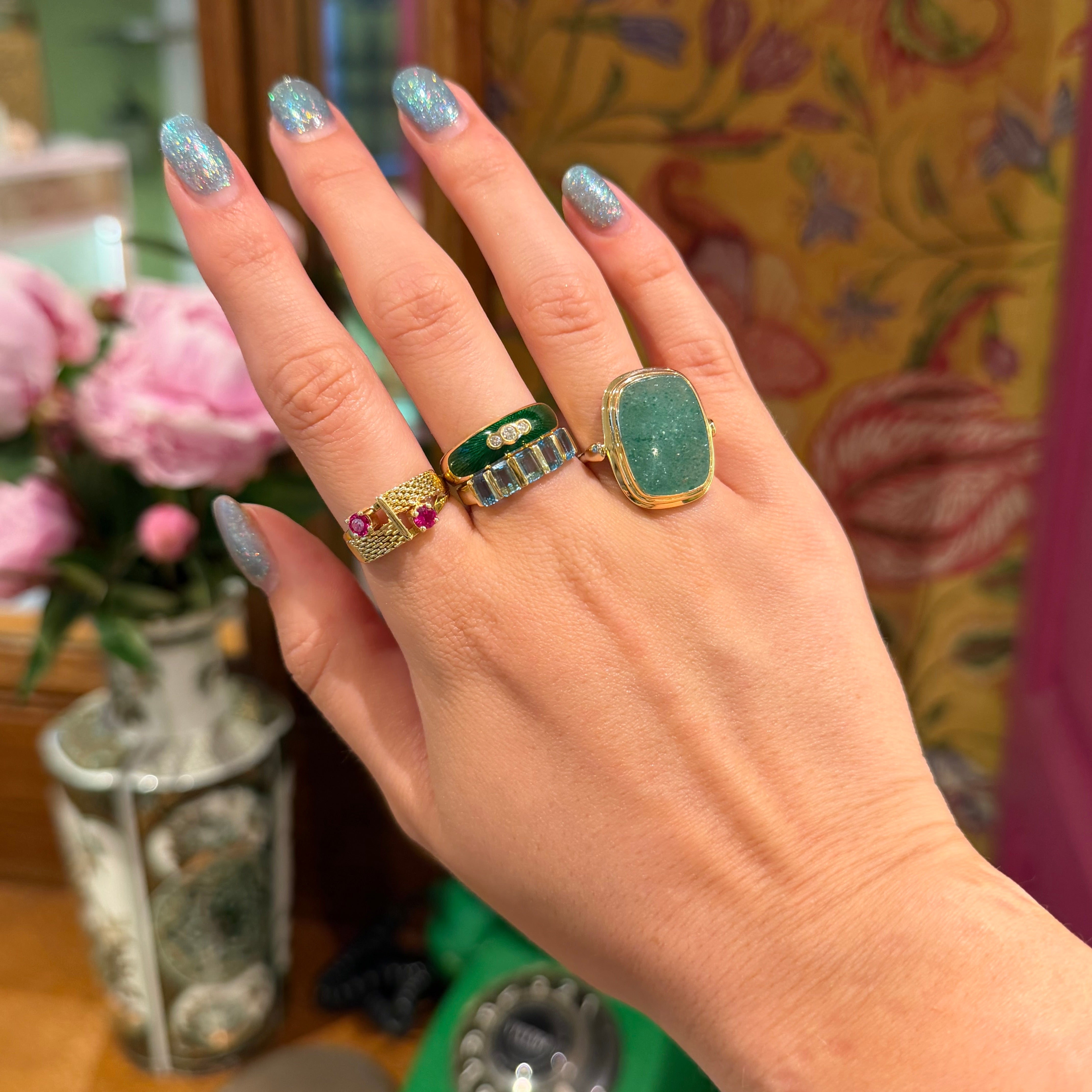 Gouden vintage ring met robijn 14 kt