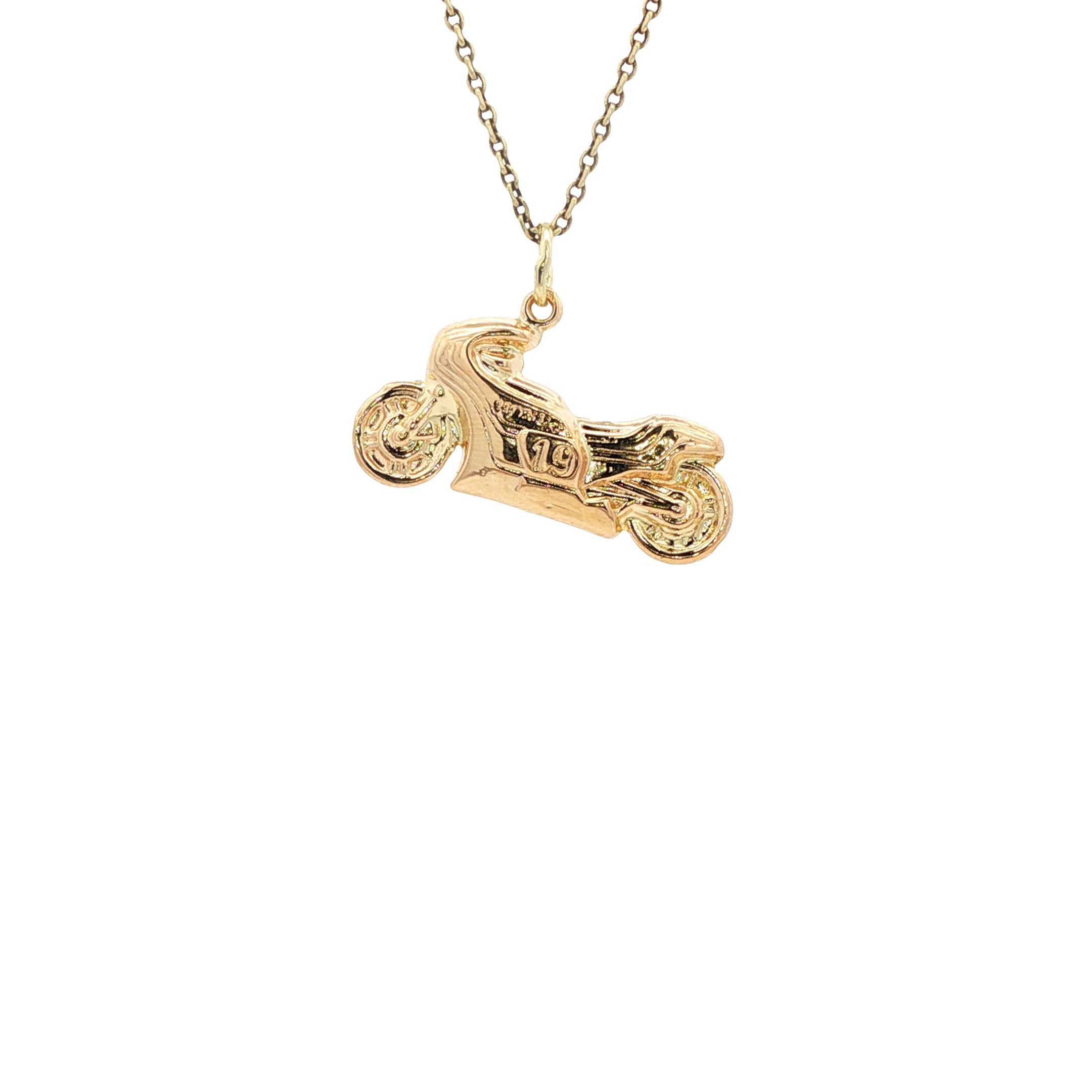 Gold motorcycle pendant 14 kt