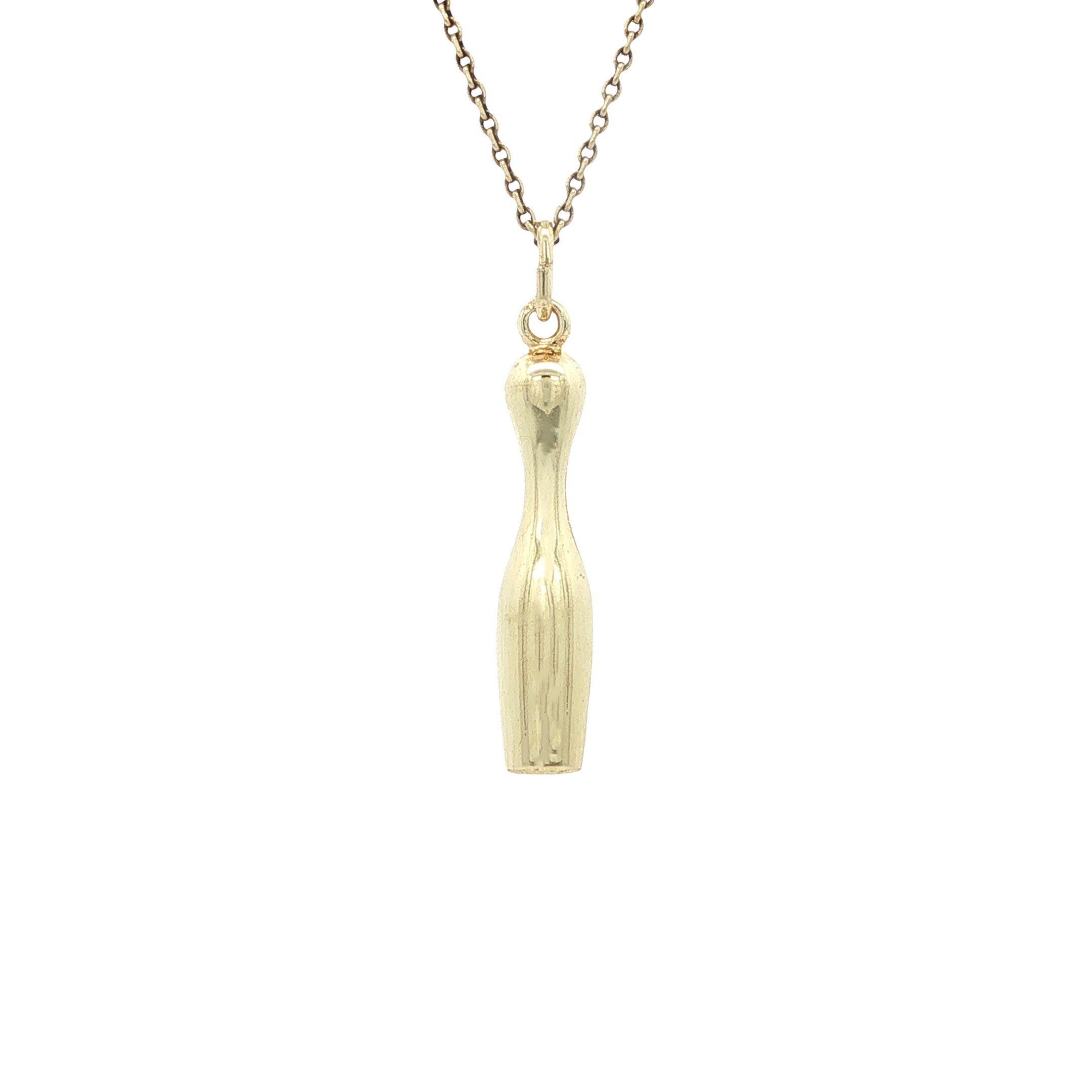 14 kt gold vintage bowling pin pendant