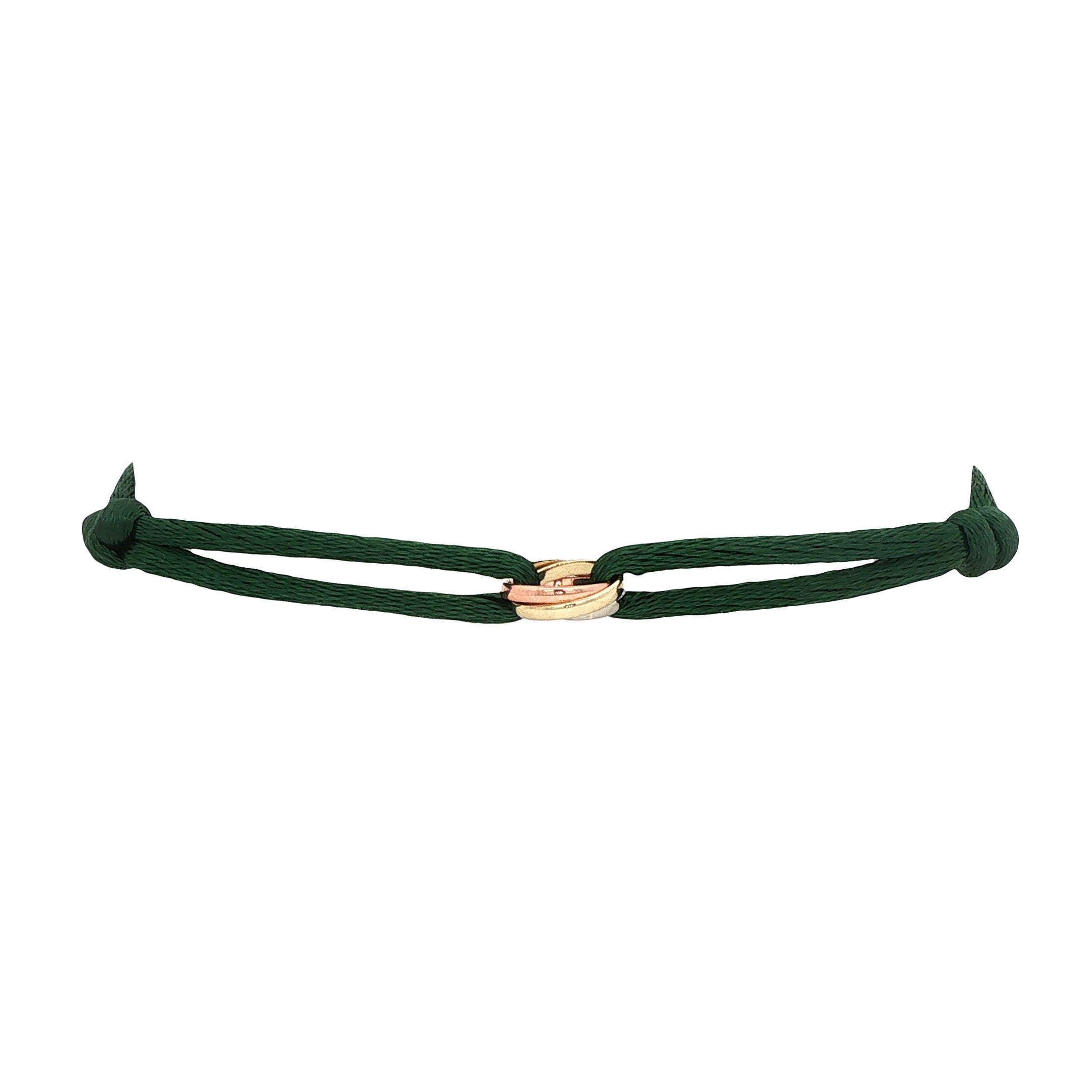 Satin bracelet with 14 kt trinity link