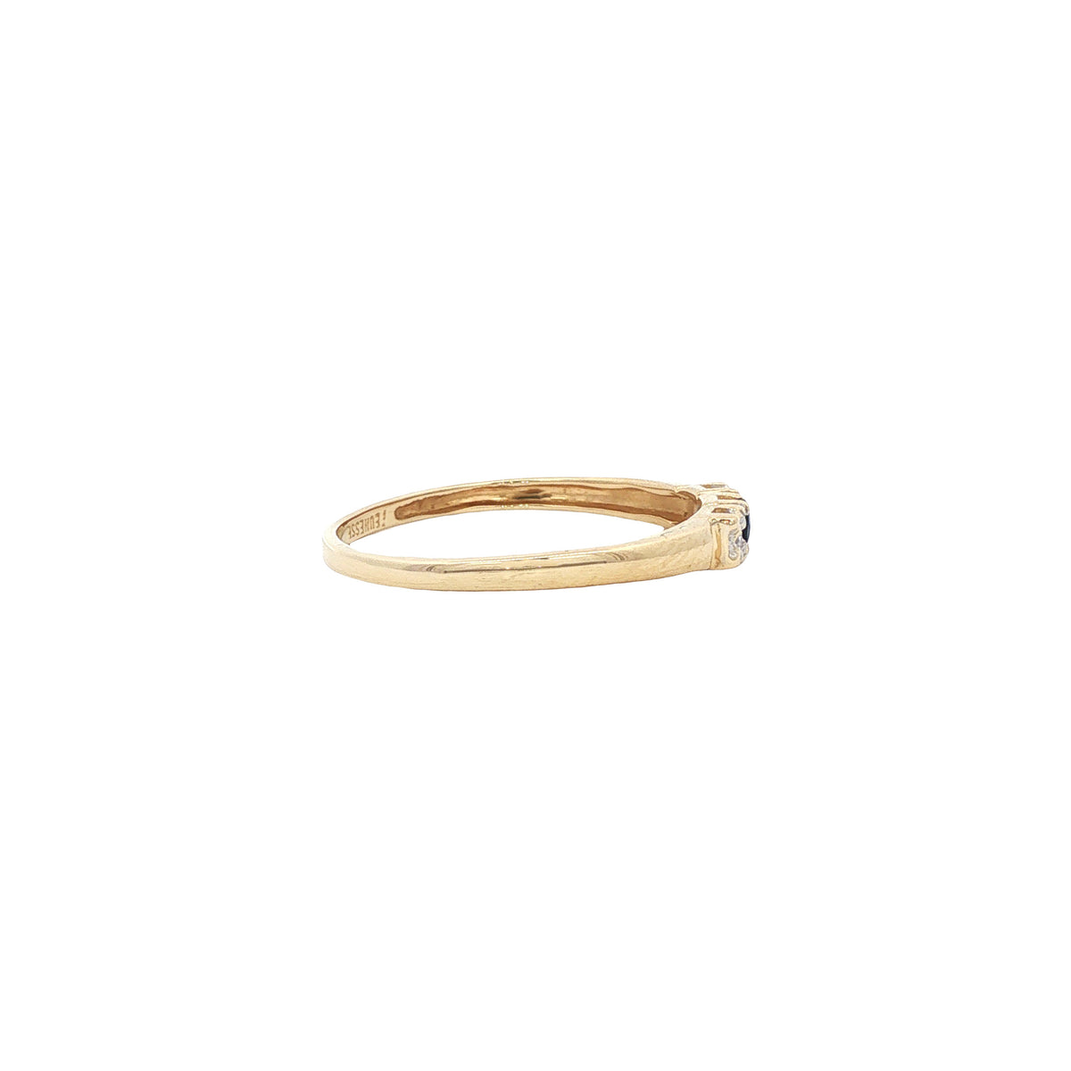 Gouden vintage ring met saffier en diamant 14 kt