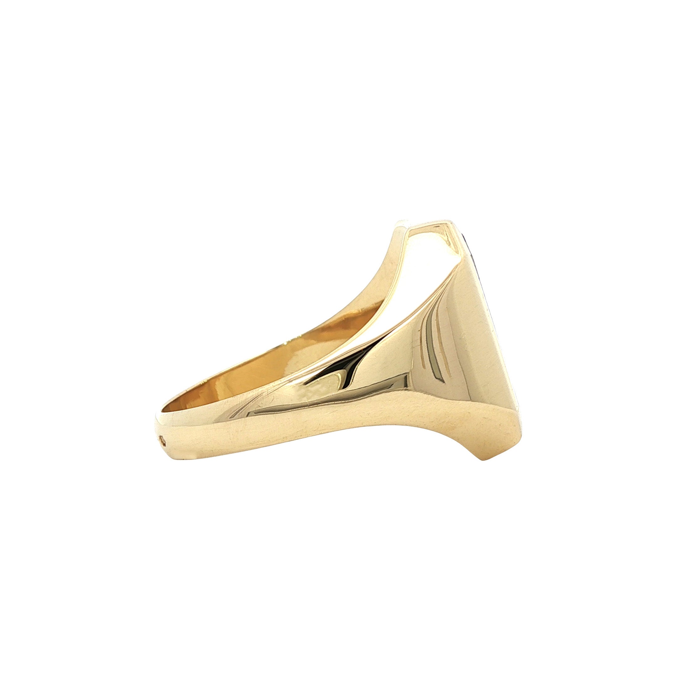 14 kt gold signet ring with onyx and colored gemstone