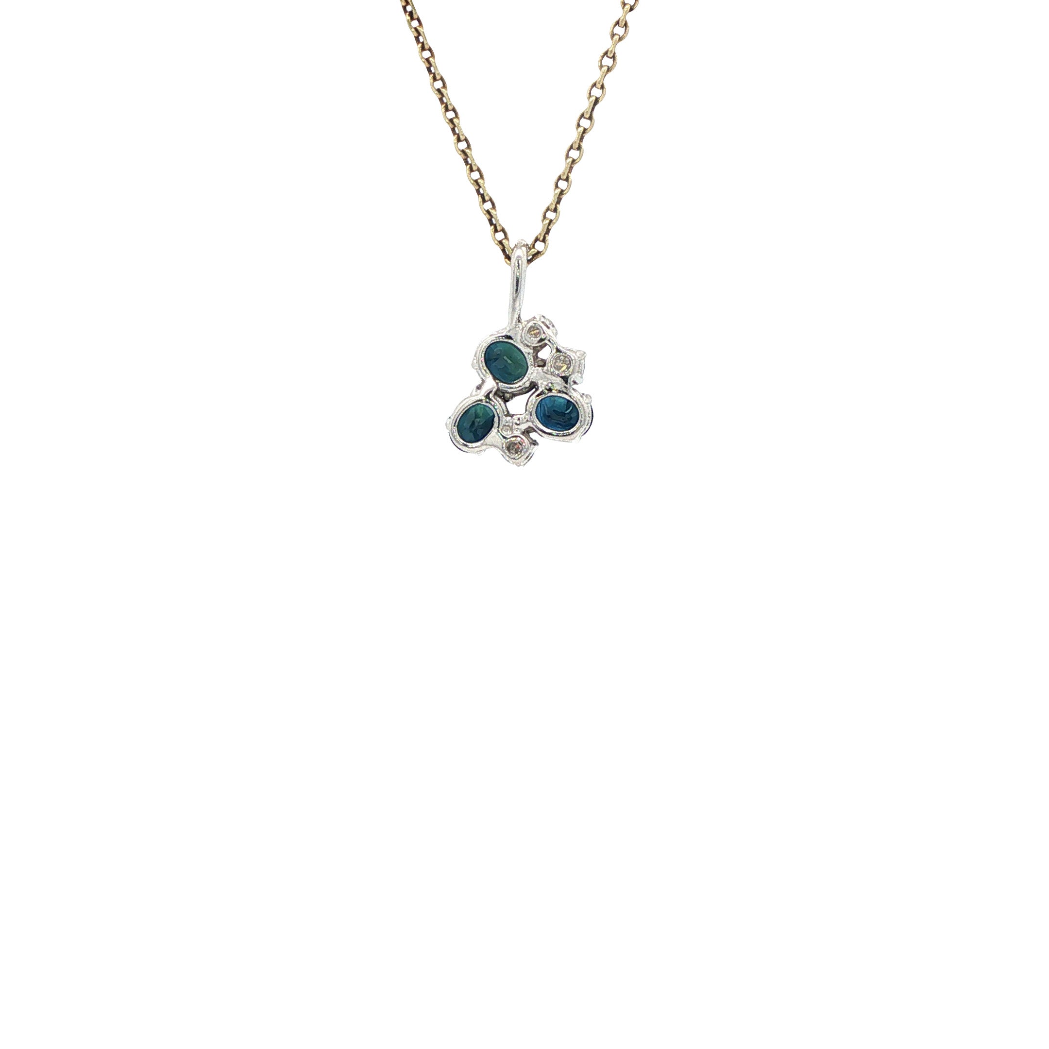 Witgouden vintage hanger met saffier en diamant 14 kt