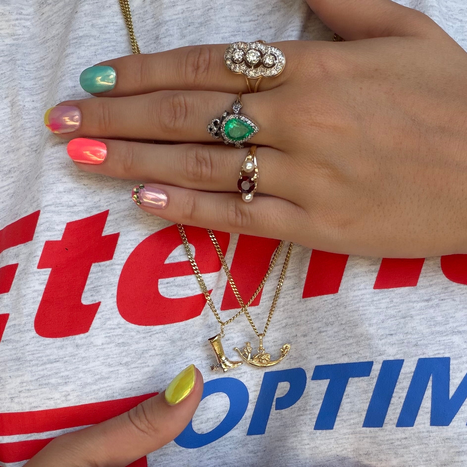Gouden vintage prinsessen ring met diamant 18 kt
