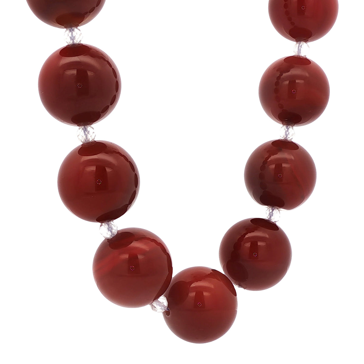 Carnelian and moonstone necklace with 14 kt gold clasp