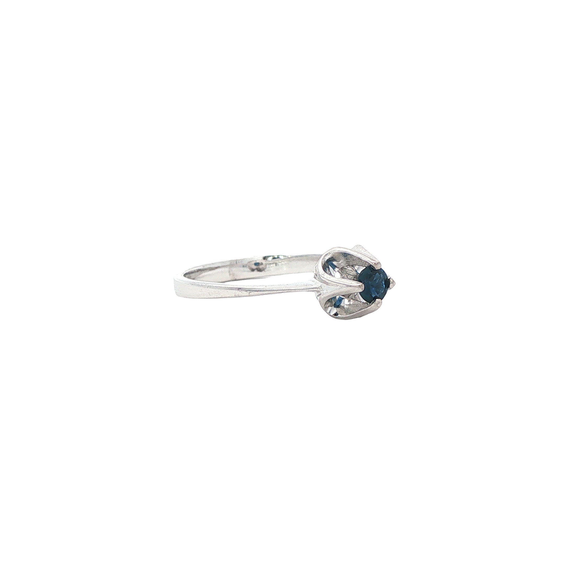 Witgouden vintage ring met saffier 14 kt