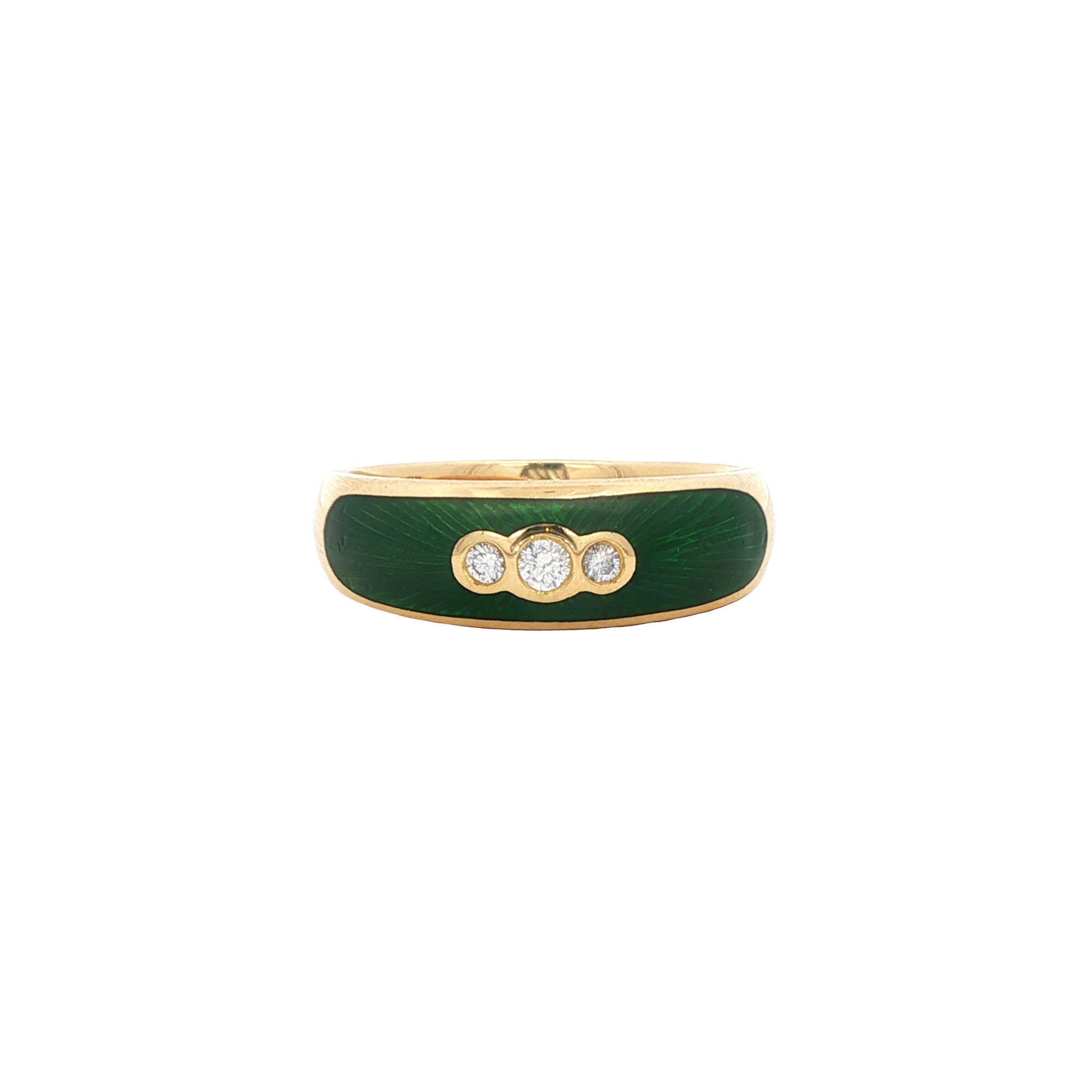 Gouden vintage Fabergé ring met emaille en diamant 18 kt