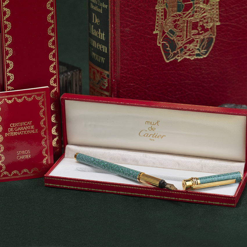 Vintage Cartier must Marble Green Lacquer Fountain Pen